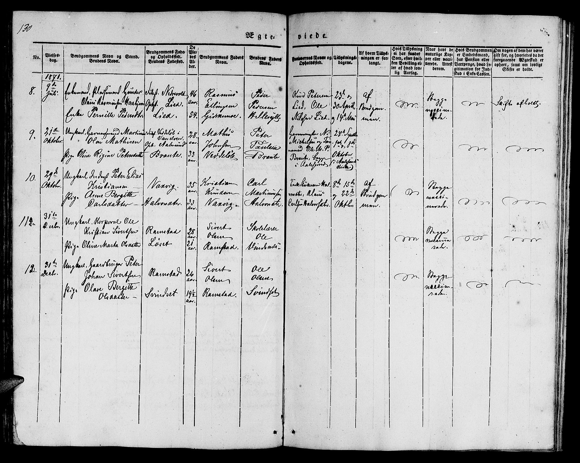 Ministerialprotokoller, klokkerbøker og fødselsregistre - Møre og Romsdal, SAT/A-1454/522/L0324: Klokkerbok nr. 522C03, 1854-1871, s. 130