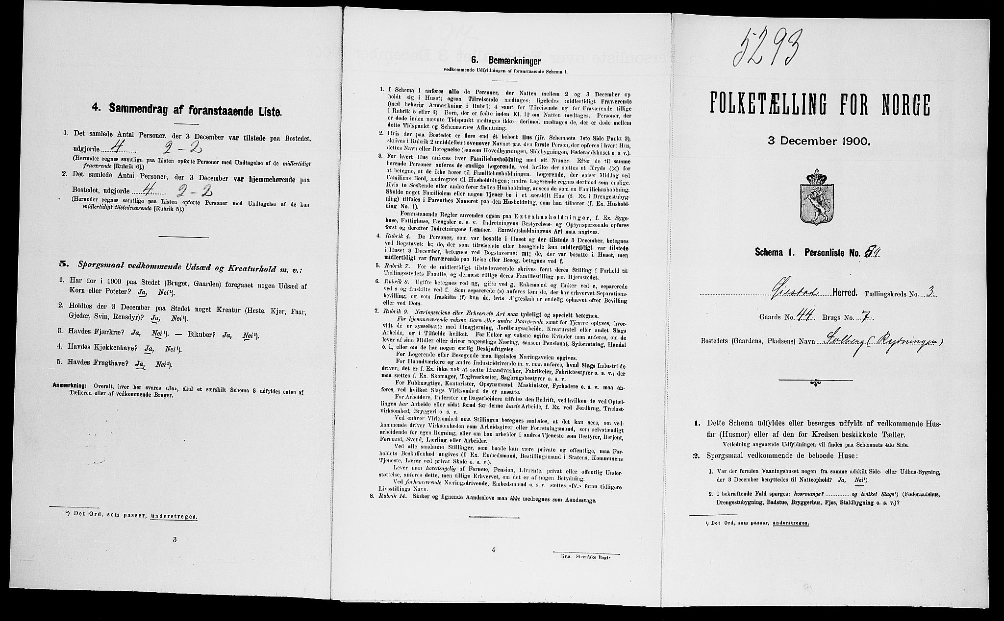 SAK, Folketelling 1900 for 0920 Øyestad herred, 1900, s. 549