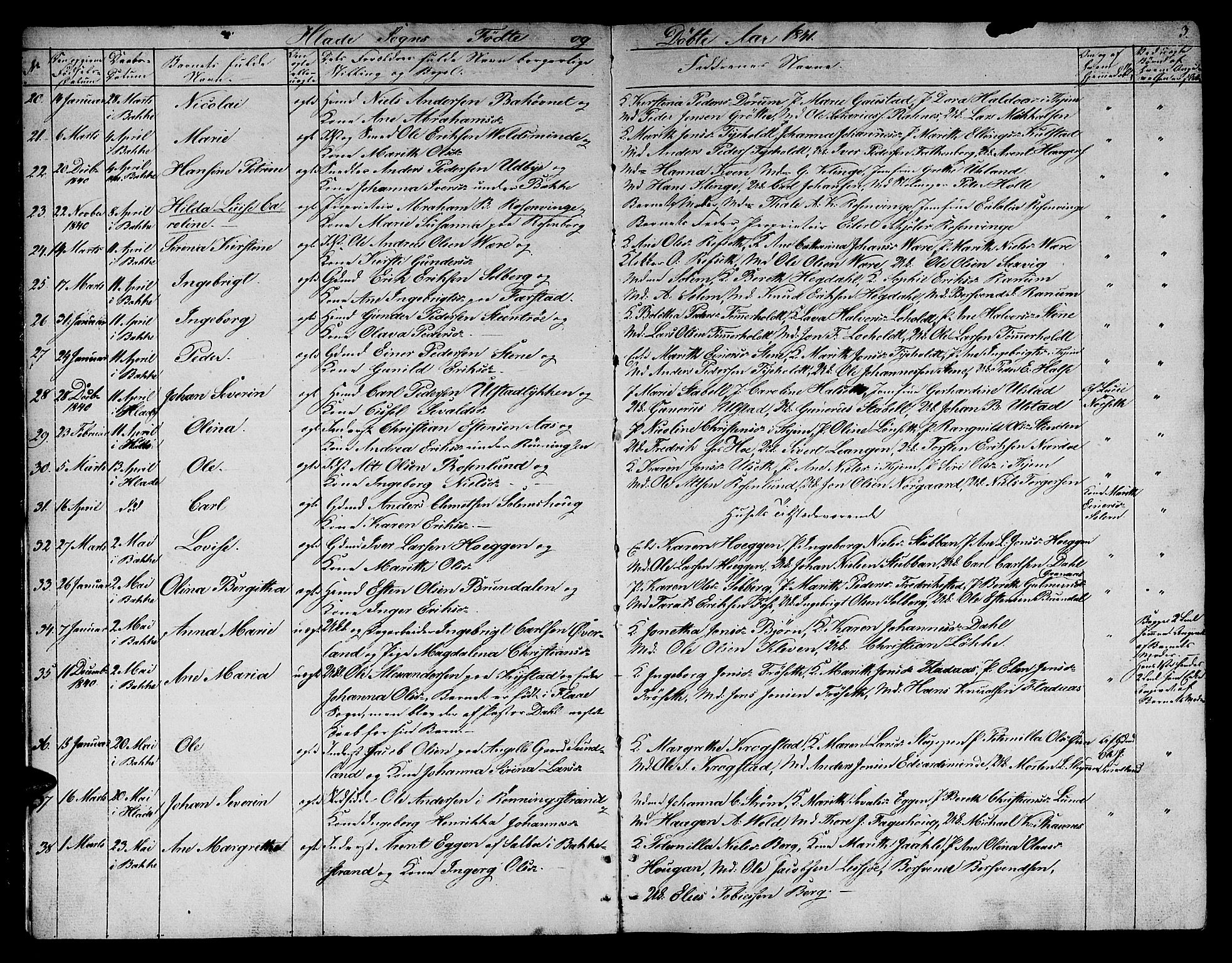 Ministerialprotokoller, klokkerbøker og fødselsregistre - Sør-Trøndelag, SAT/A-1456/606/L0309: Klokkerbok nr. 606C05, 1841-1849, s. 3