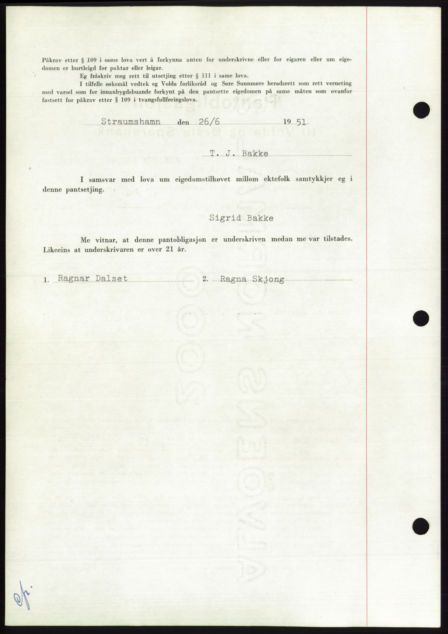 Søre Sunnmøre sorenskriveri, AV/SAT-A-4122/1/2/2C/L0120: Pantebok nr. 8B, 1951-1951, Dagboknr: 1196/1951