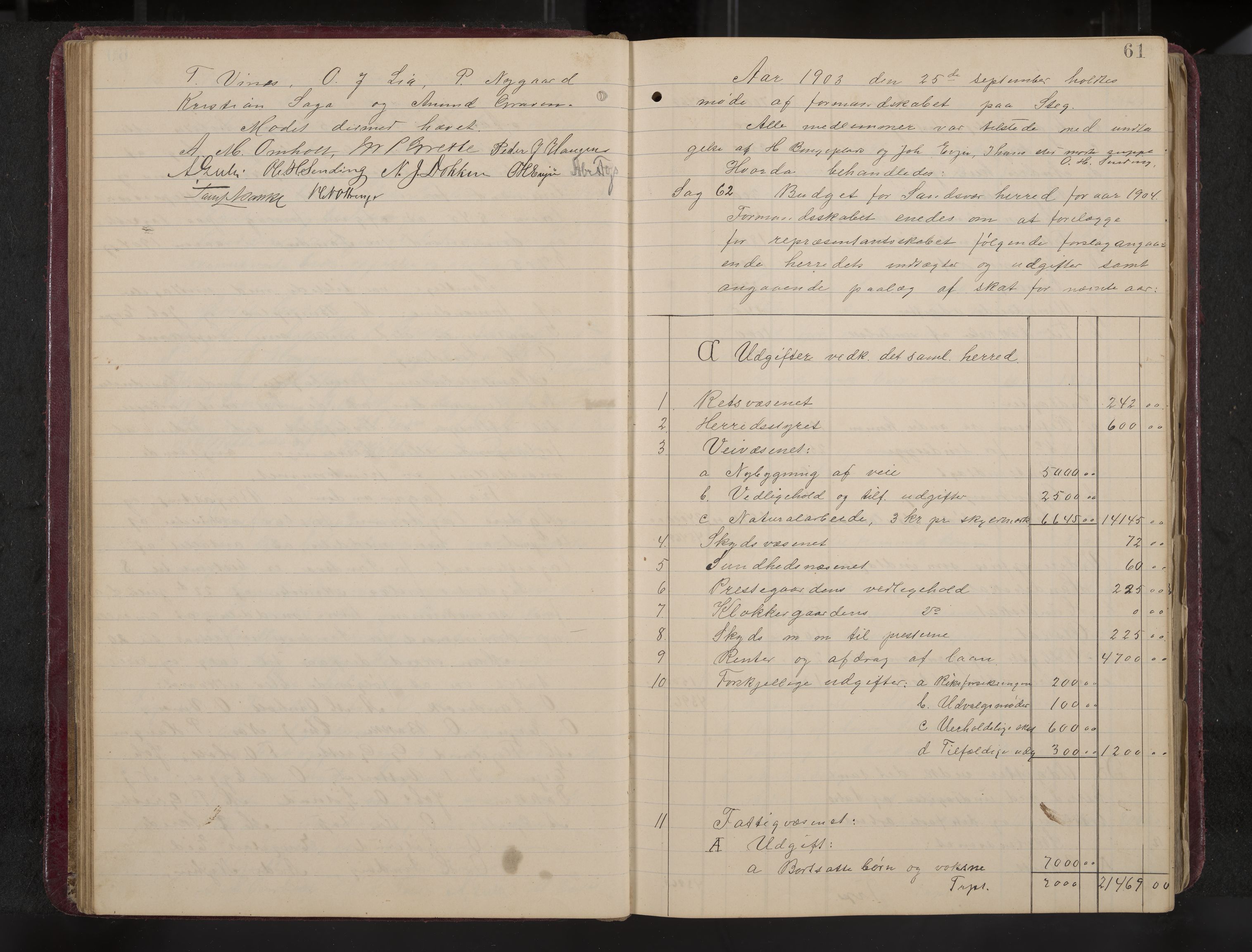 Ytre Sandsvær formannskap og sentraladministrasjon, IKAK/0629021/A/Aa/L0001: Møtebok med register, 1902-1919, s. 61