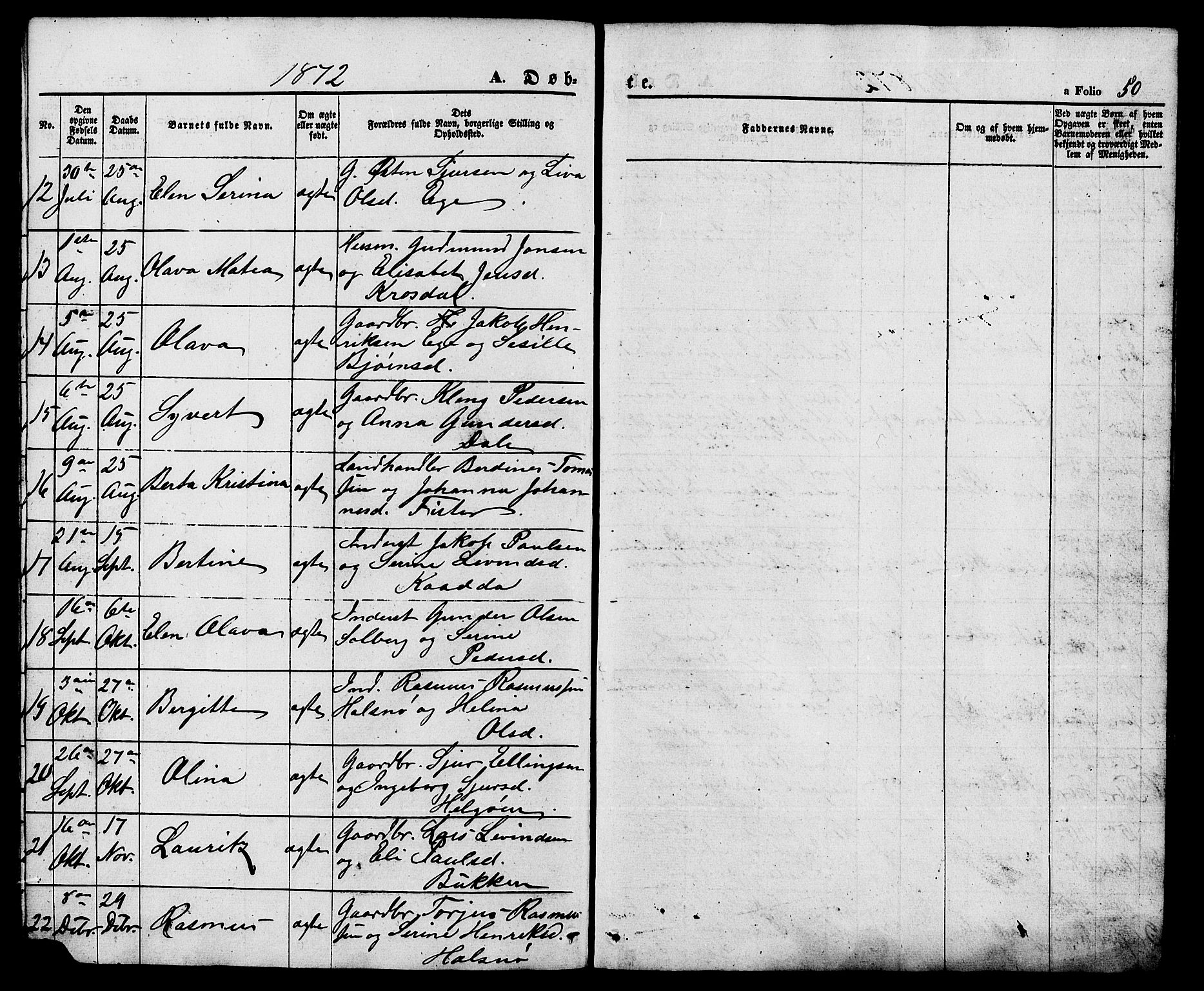 Hjelmeland sokneprestkontor, AV/SAST-A-101843/01/V/L0005: Klokkerbok nr. B 5, 1853-1892, s. 50