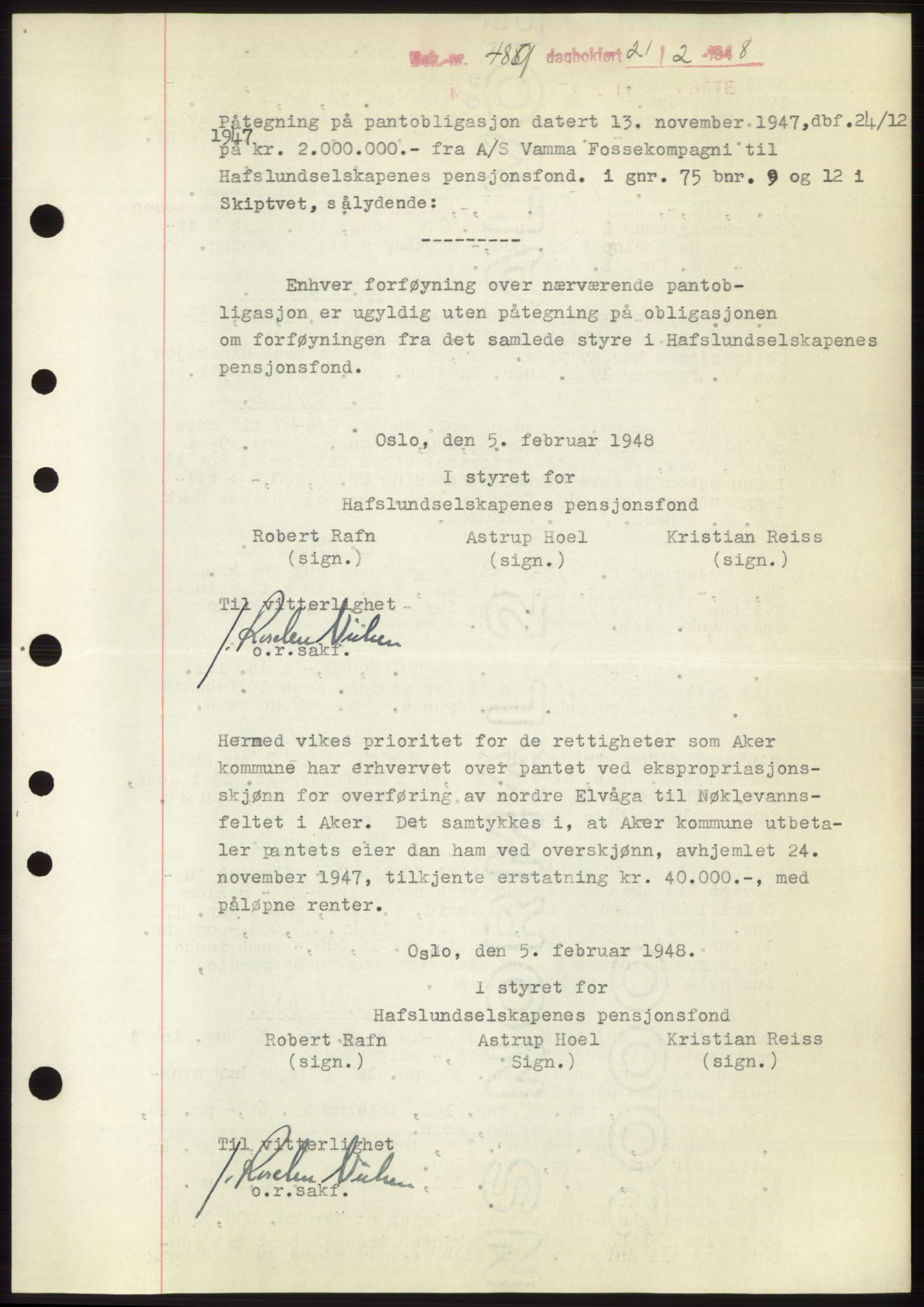 Moss sorenskriveri, SAO/A-10168: Pantebok nr. C10, 1938-1950, Dagboknr: 488/1948