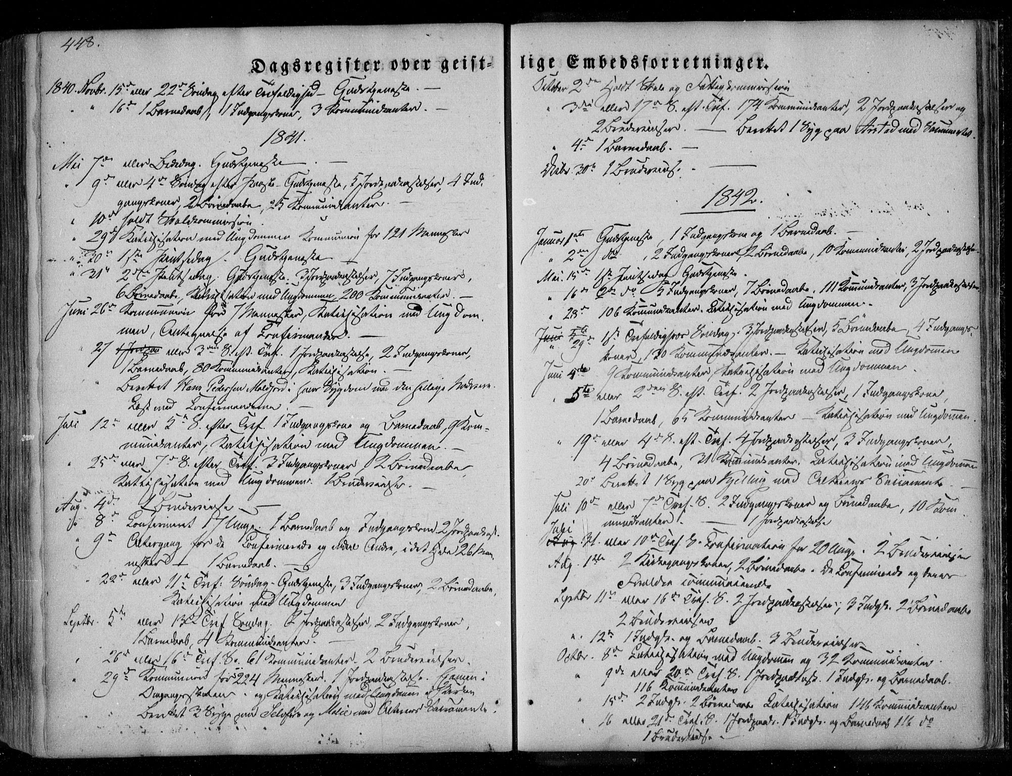 Ministerialprotokoller, klokkerbøker og fødselsregistre - Nordland, SAT/A-1459/846/L0644: Ministerialbok nr. 846A02, 1837-1872, s. 448