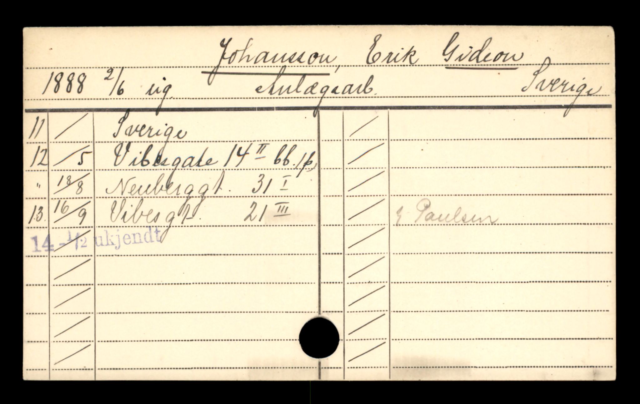 Oslo folkeregister, Registerkort, AV/SAO-A-11715/D/Da/L0042: Menn: Johanson Gerhard - Johansen Josef, 1906-1919