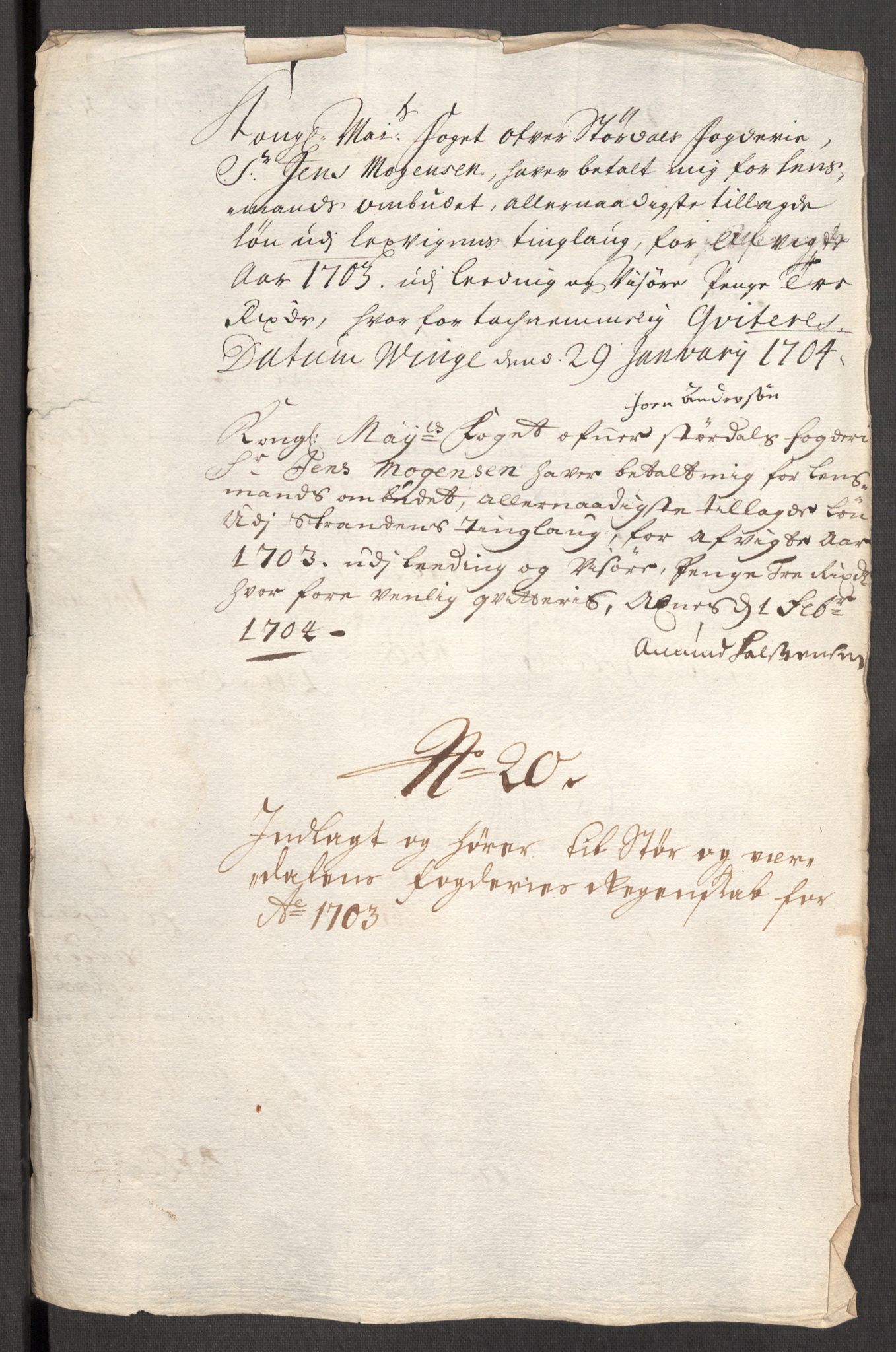 Rentekammeret inntil 1814, Reviderte regnskaper, Fogderegnskap, RA/EA-4092/R62/L4194: Fogderegnskap Stjørdal og Verdal, 1703, s. 206