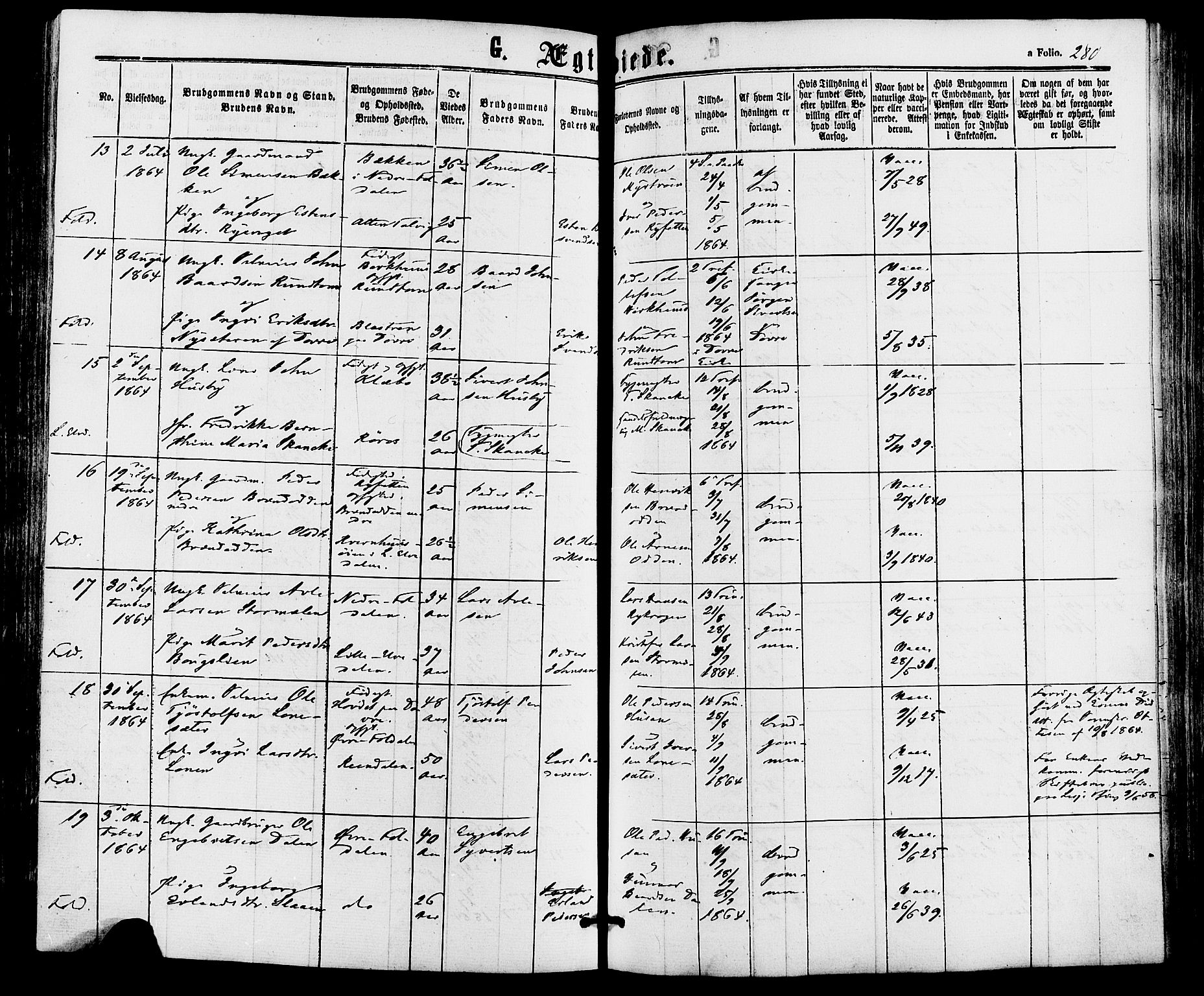 Alvdal prestekontor, AV/SAH-PREST-060/H/Ha/Haa/L0001: Ministerialbok nr. 1, 1863-1882, s. 280