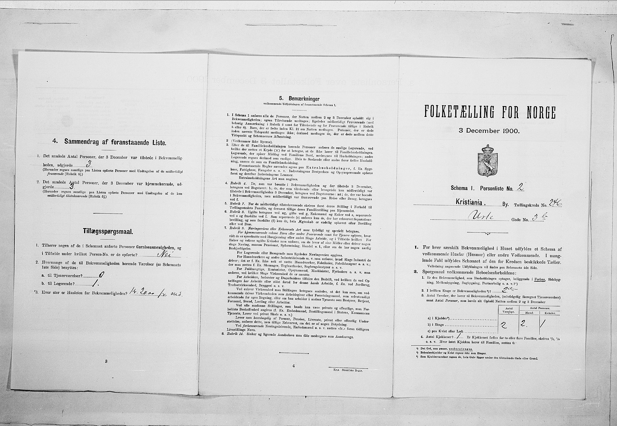SAO, Folketelling 1900 for 0301 Kristiania kjøpstad, 1900, s. 108525