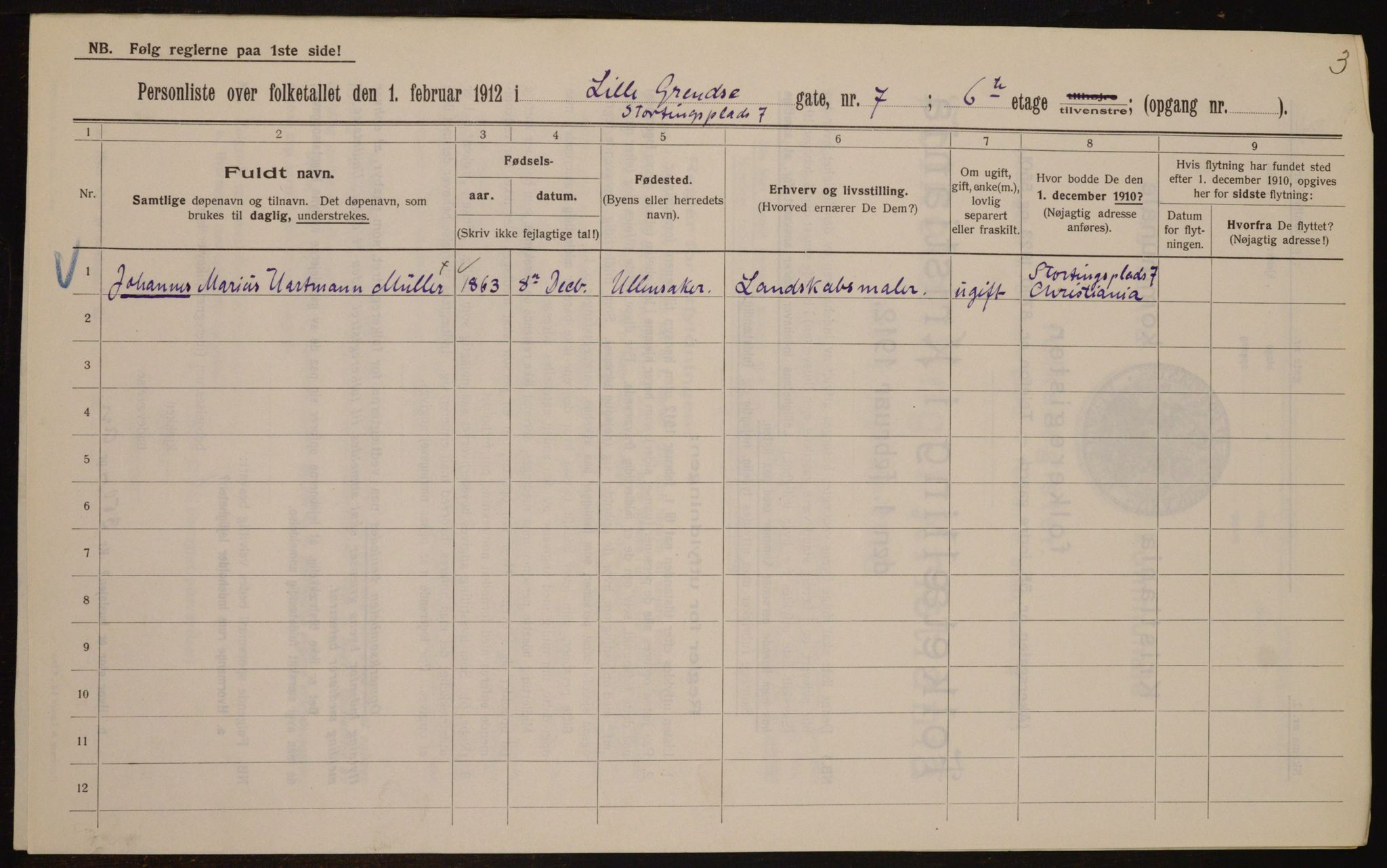 OBA, Kommunal folketelling 1.2.1912 for Kristiania, 1912, s. 57913