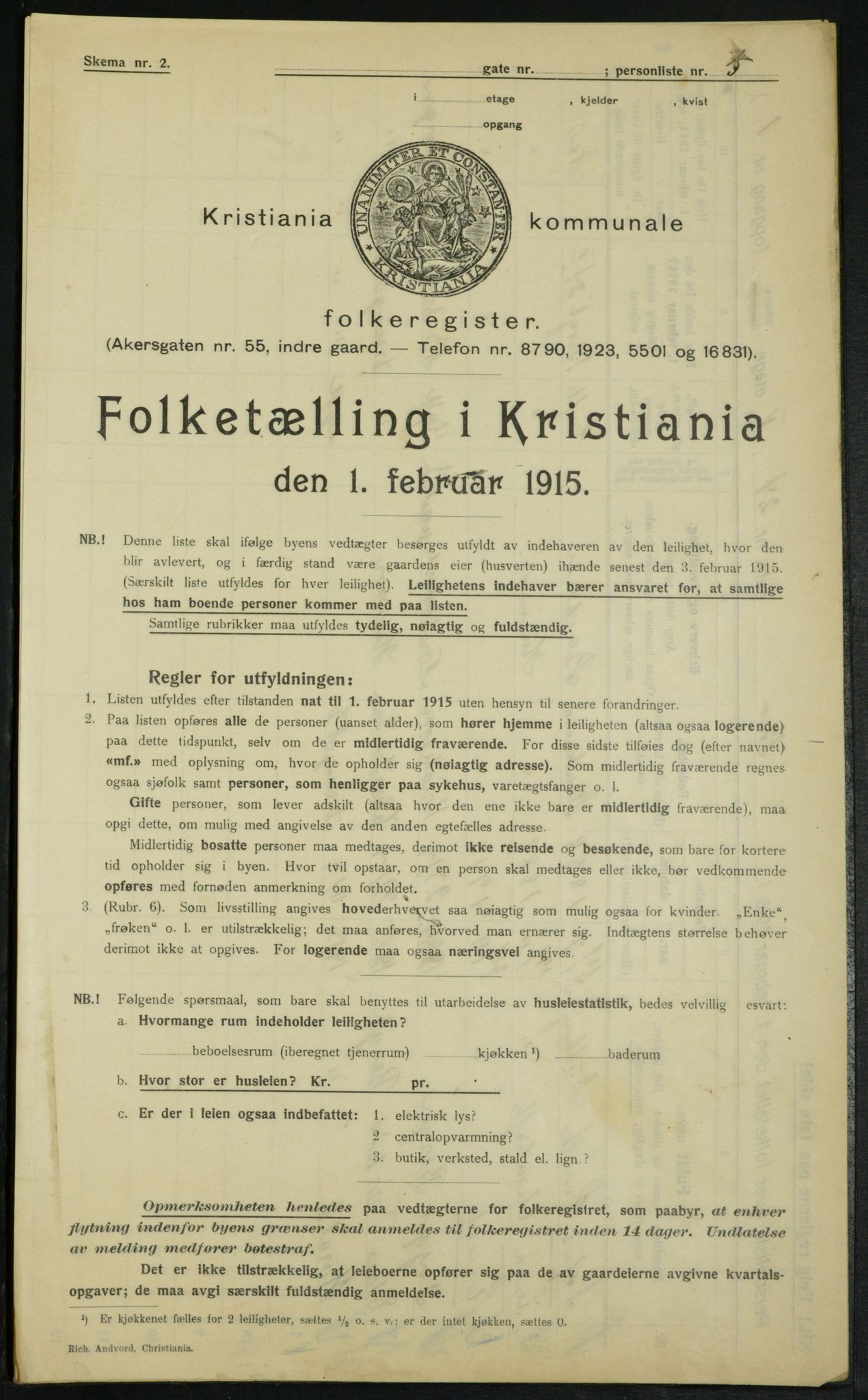 OBA, Kommunal folketelling 1.2.1915 for Kristiania, 1915, s. 9899