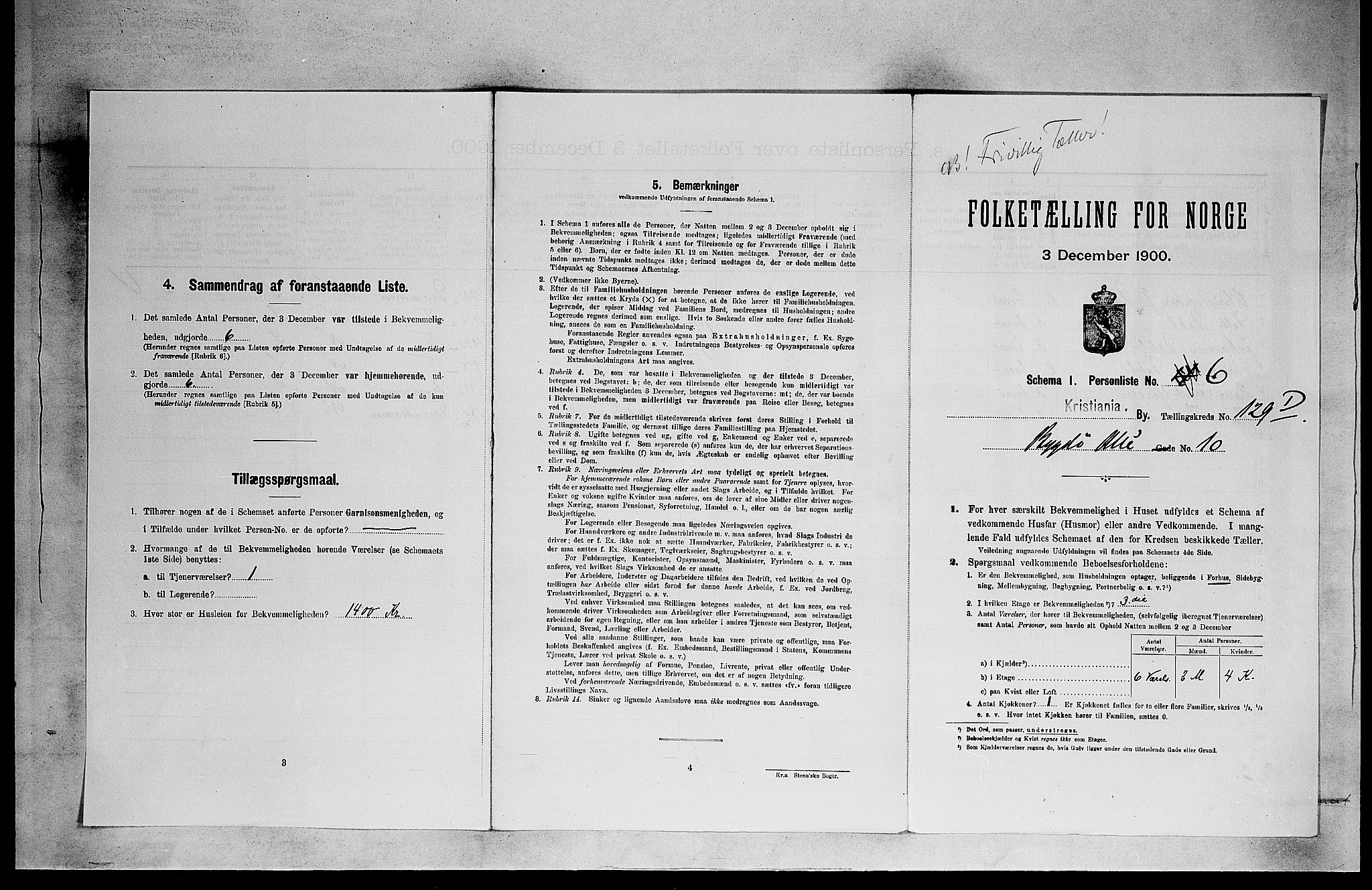 SAO, Folketelling 1900 for 0301 Kristiania kjøpstad, 1900, s. 9707