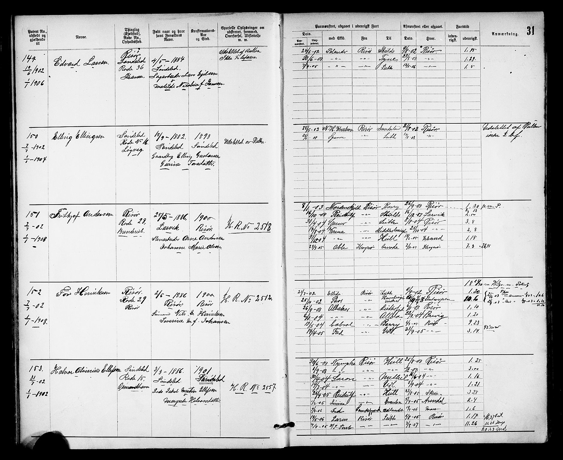 Risør mønstringskrets, SAK/2031-0010/F/Fa/L0004: Annotasjonsrulle nr 1914-1915 og nr 1-477, T-8, 1899-1911, s. 33