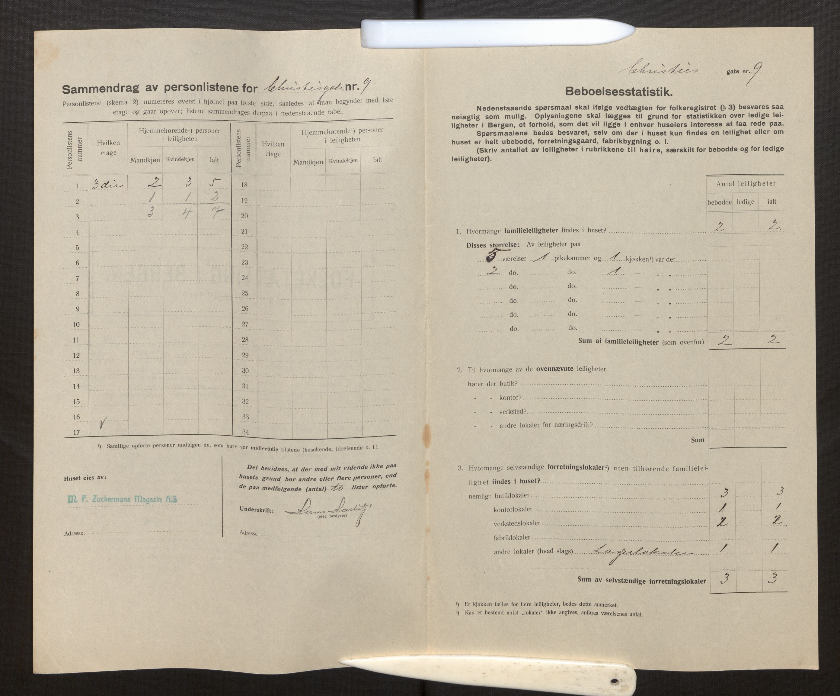 SAB, Kommunal folketelling 1917 for Bergen kjøpstad, 1917, s. 4384