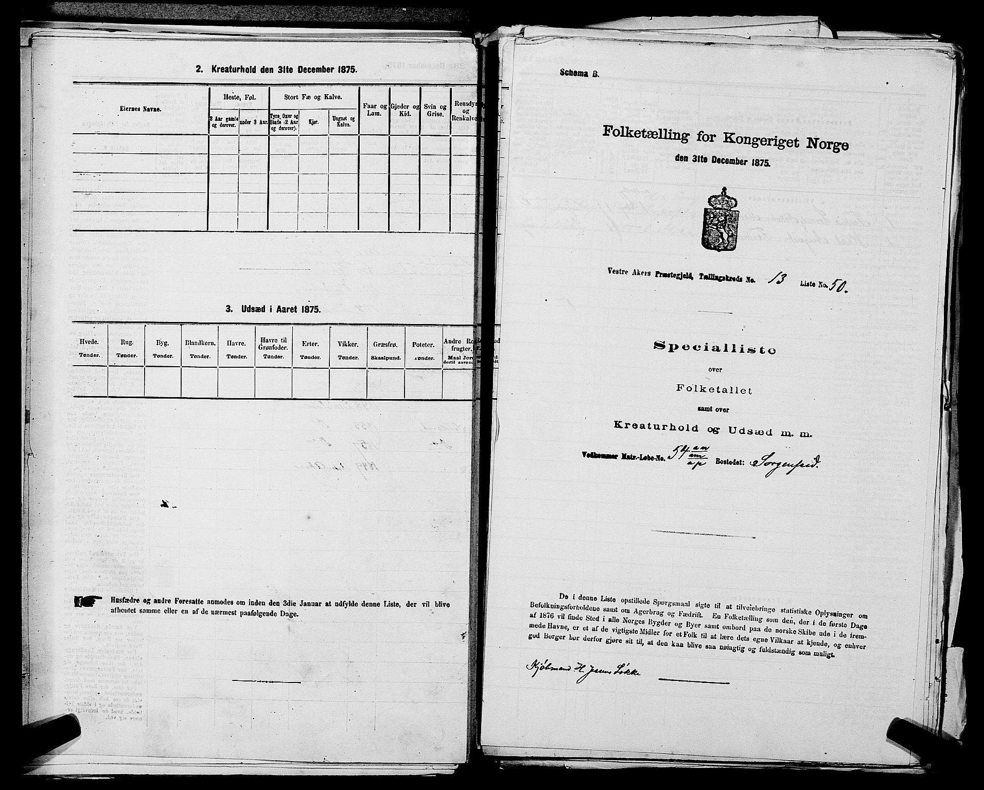 RA, Folketelling 1875 for 0218aP Vestre Aker prestegjeld, 1875, s. 2200