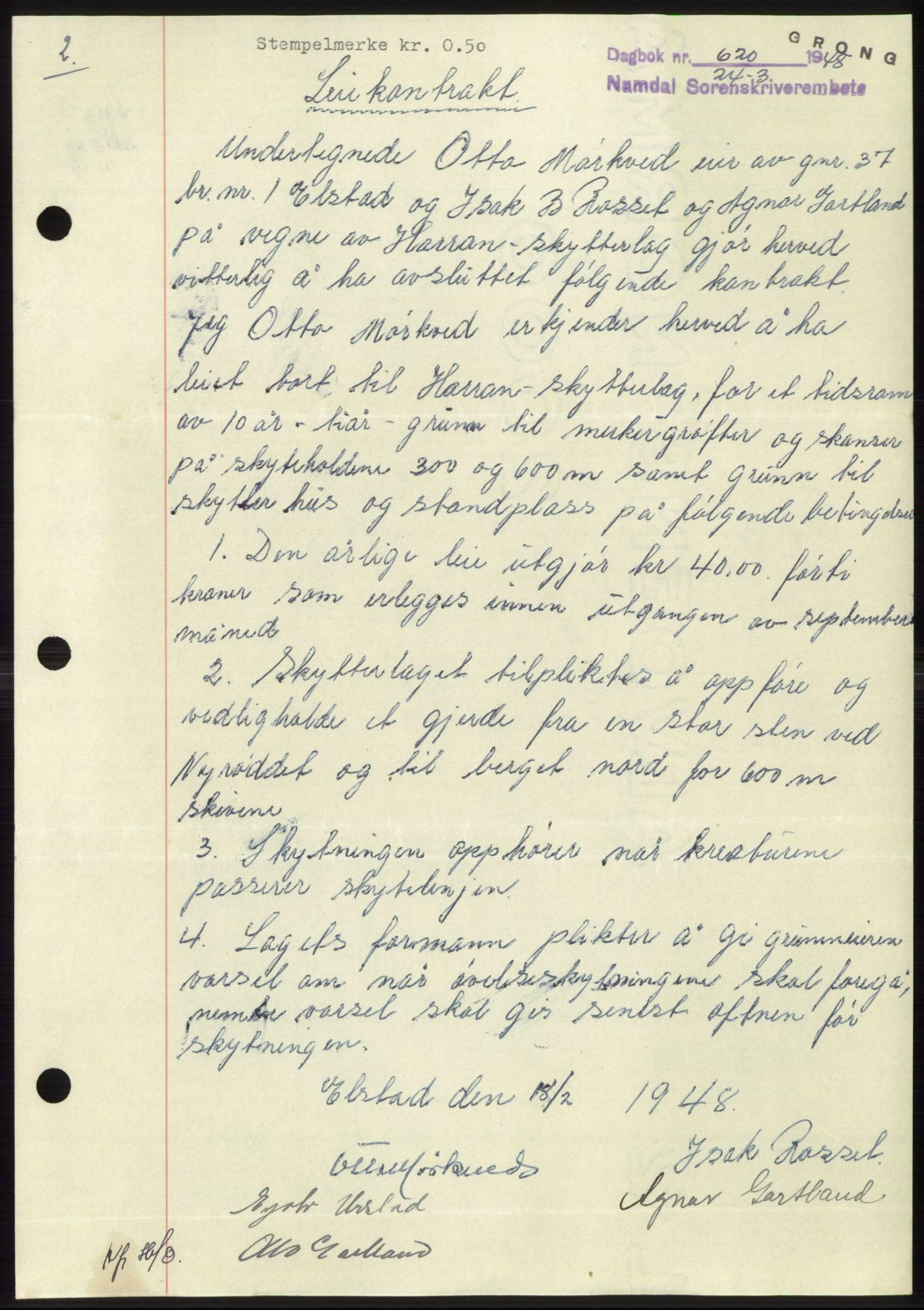 Namdal sorenskriveri, SAT/A-4133/1/2/2C: Pantebok nr. -, 1947-1948, Dagboknr: 620/1948
