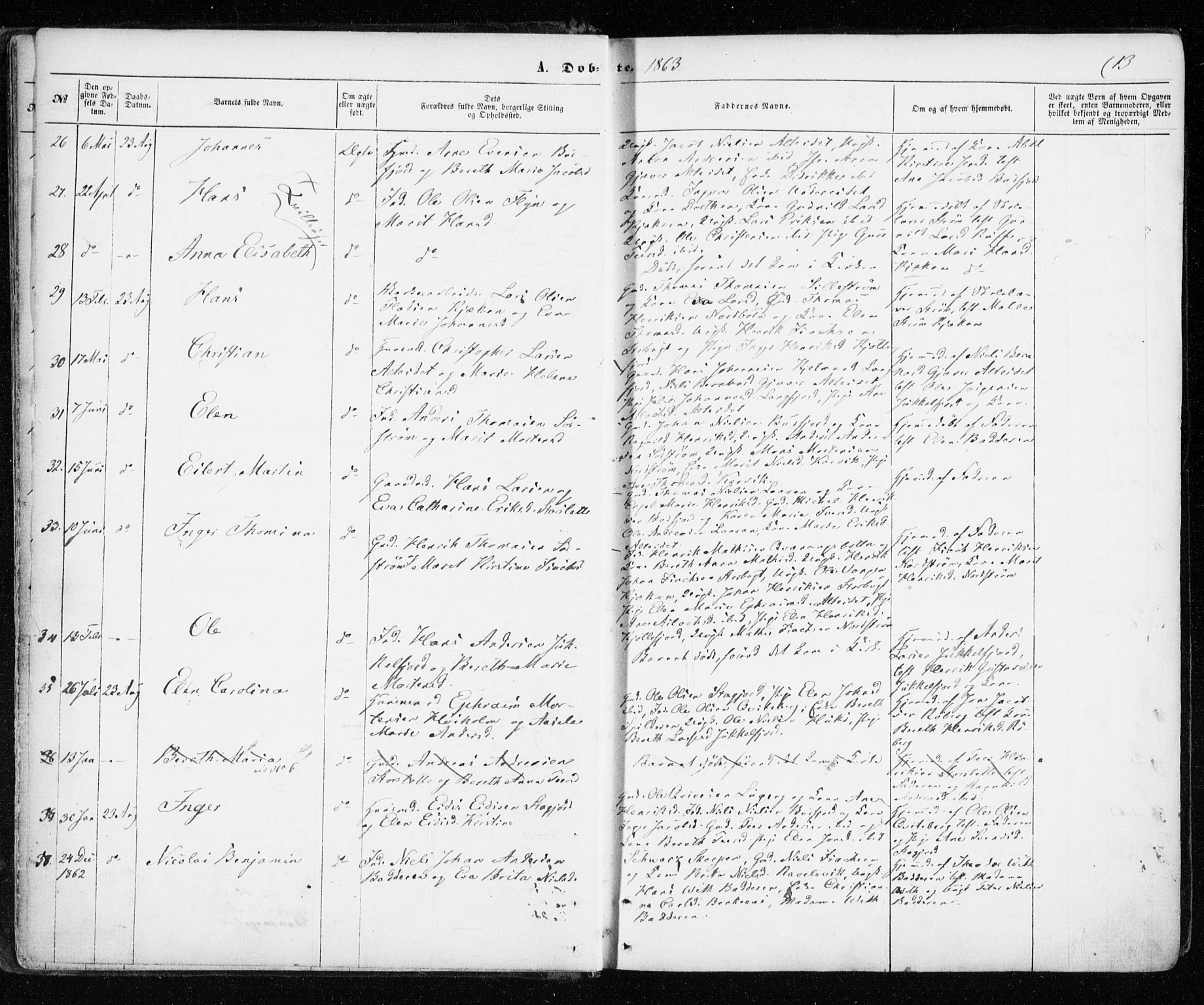 Skjervøy sokneprestkontor, AV/SATØ-S-1300/H/Ha/Haa/L0011kirke: Ministerialbok nr. 11, 1861-1877, s. 13