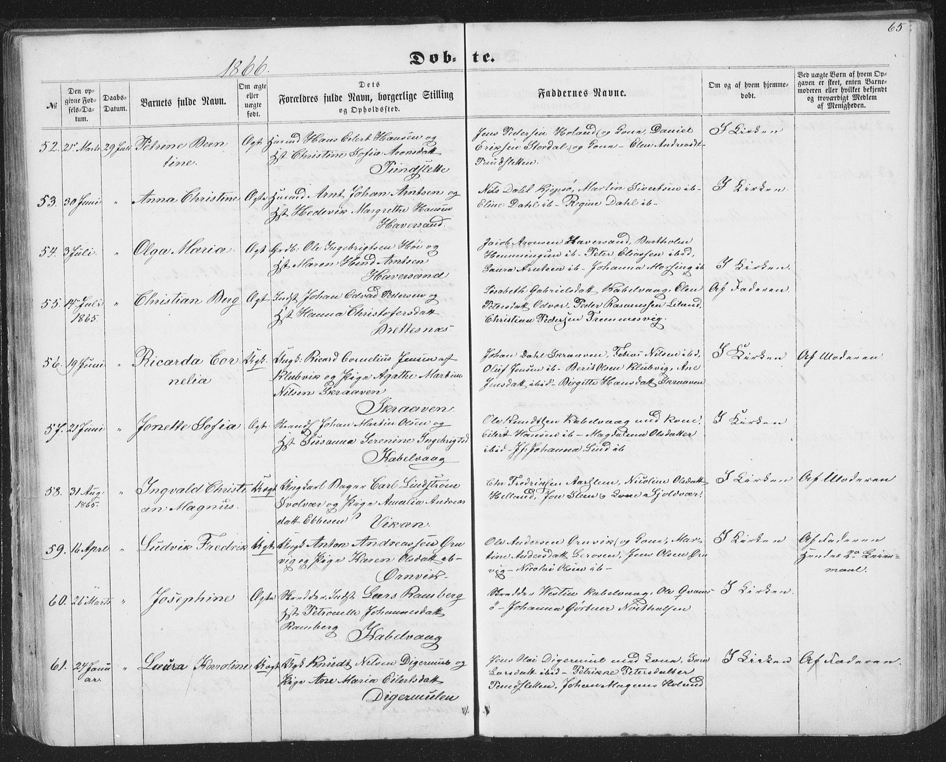 Ministerialprotokoller, klokkerbøker og fødselsregistre - Nordland, AV/SAT-A-1459/874/L1073: Klokkerbok nr. 874C02, 1860-1870, s. 65