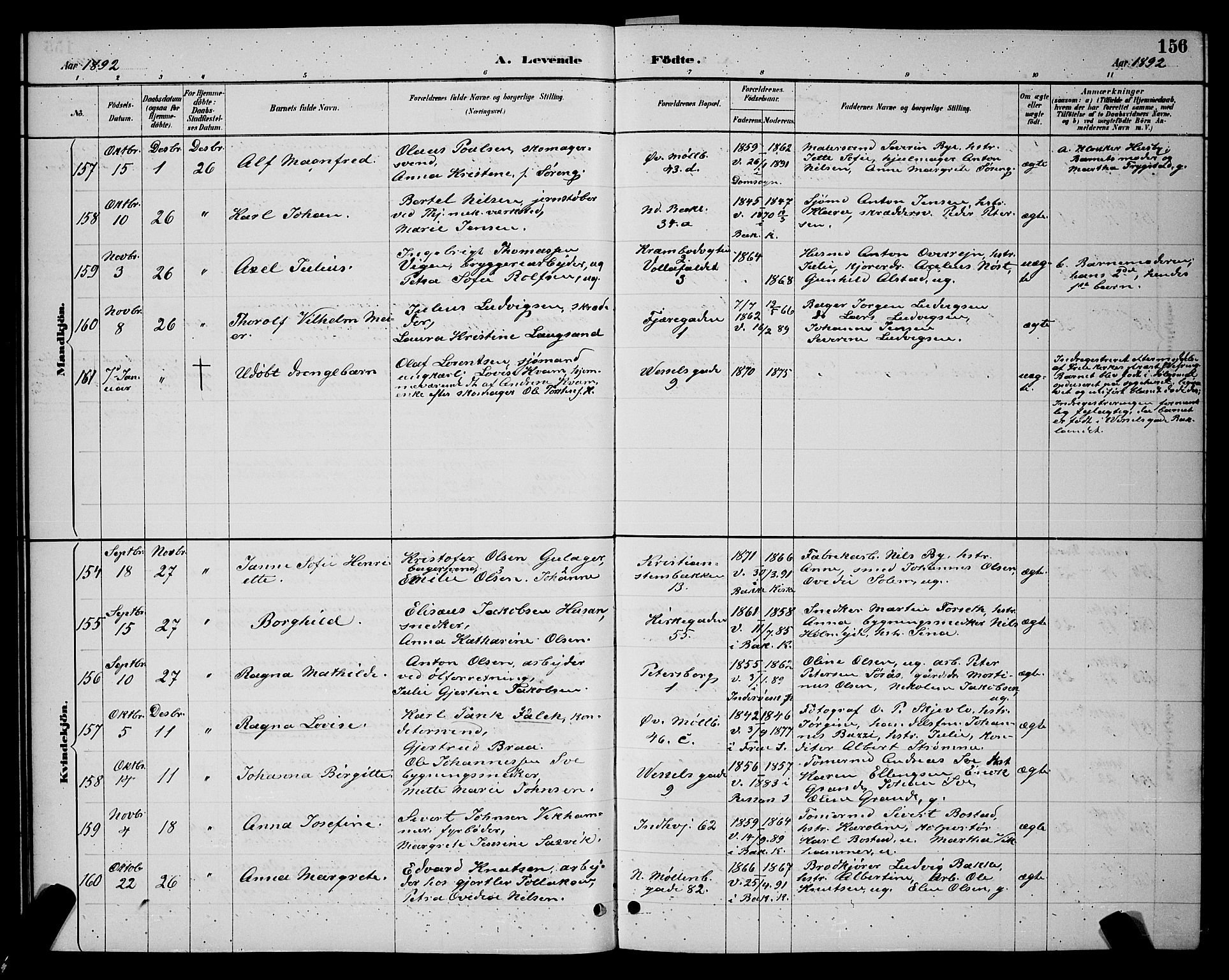Ministerialprotokoller, klokkerbøker og fødselsregistre - Sør-Trøndelag, SAT/A-1456/604/L0222: Klokkerbok nr. 604C05, 1886-1895, s. 156