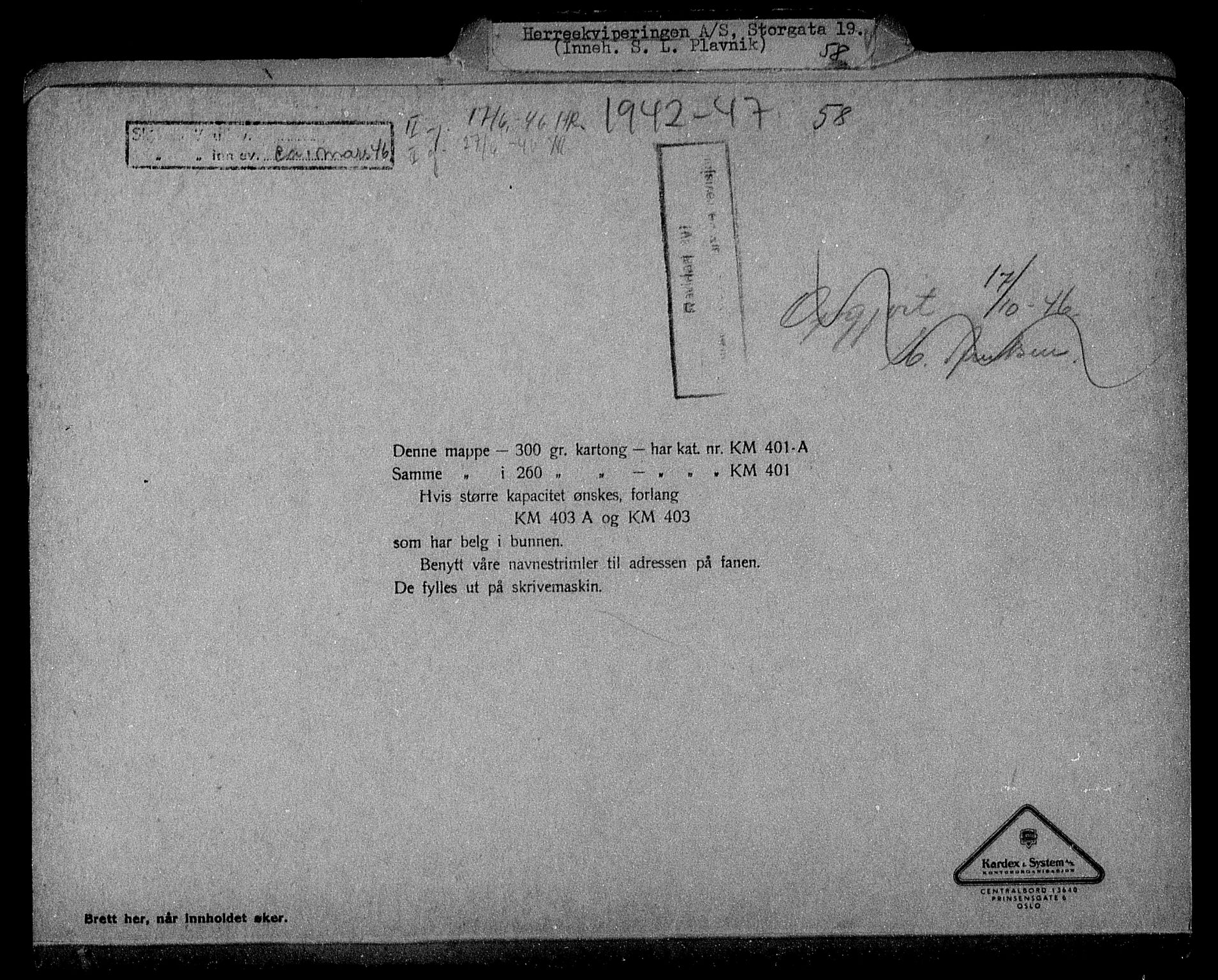 Justisdepartementet, Tilbakeføringskontoret for inndratte formuer, AV/RA-S-1564/H/Hc/Hcc/L0943: --, 1945-1947, s. 9