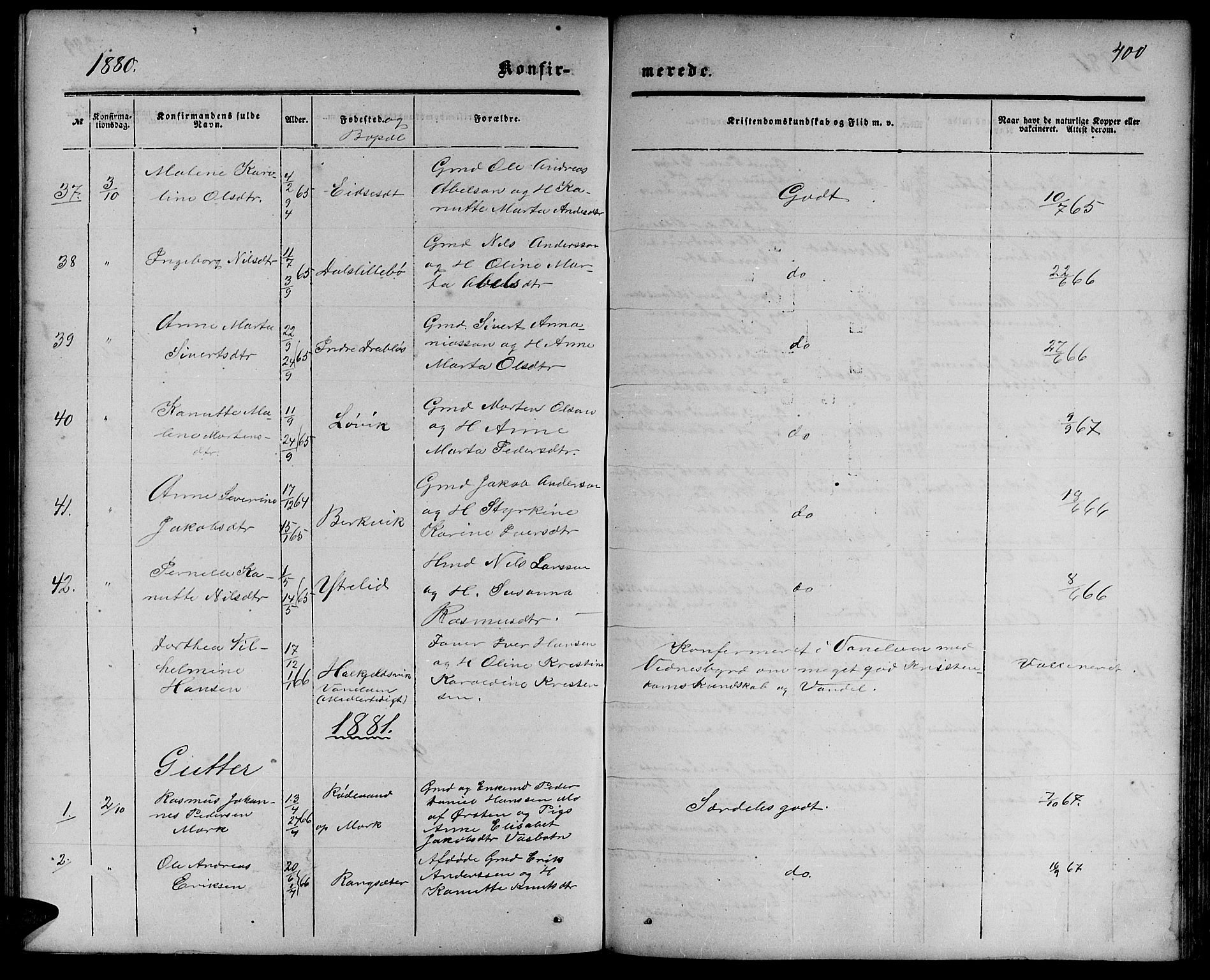 Ministerialprotokoller, klokkerbøker og fødselsregistre - Møre og Romsdal, AV/SAT-A-1454/511/L0157: Klokkerbok nr. 511C03, 1864-1884, s. 400