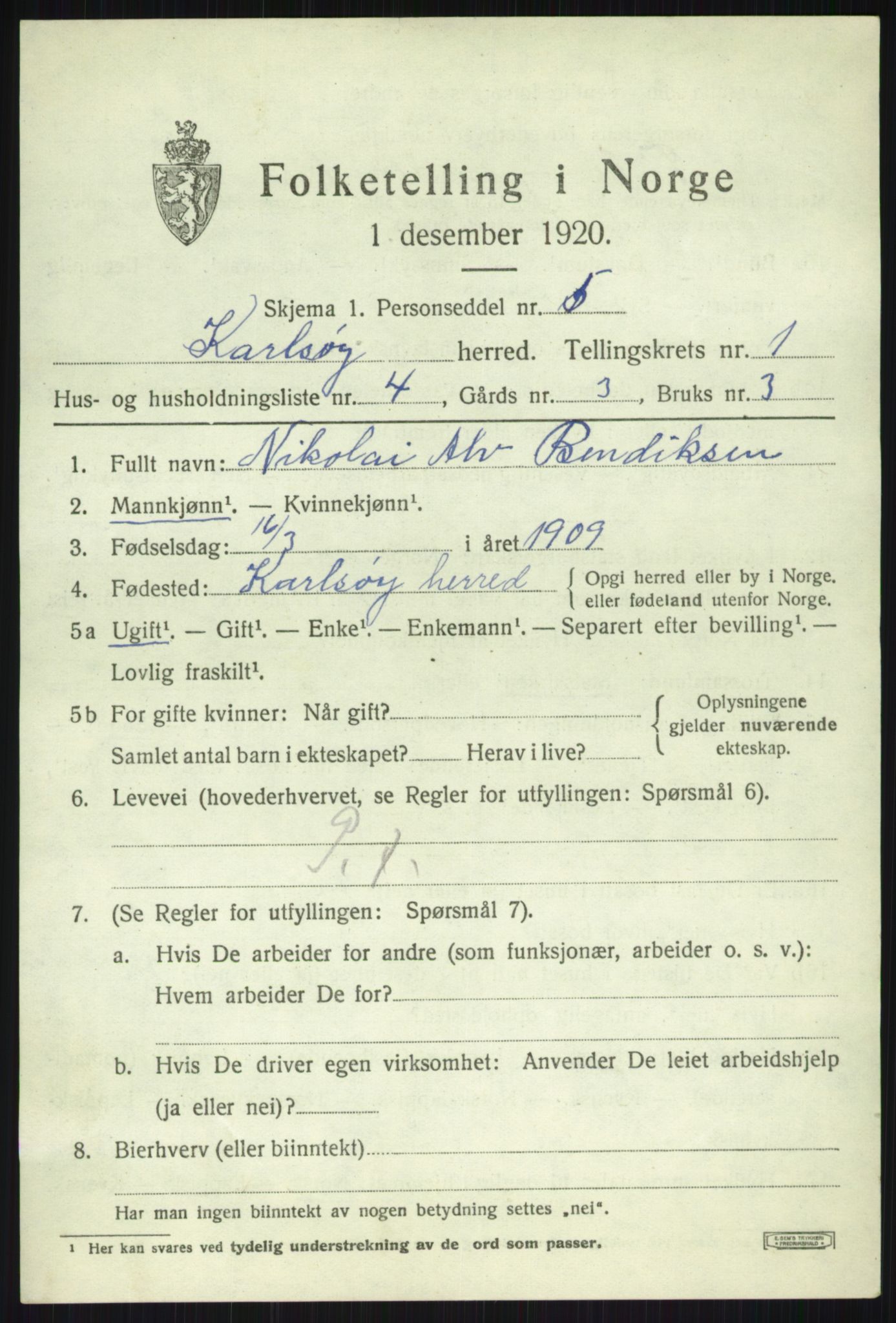 SATØ, Folketelling 1920 for 1936 Karlsøy herred, 1920, s. 788