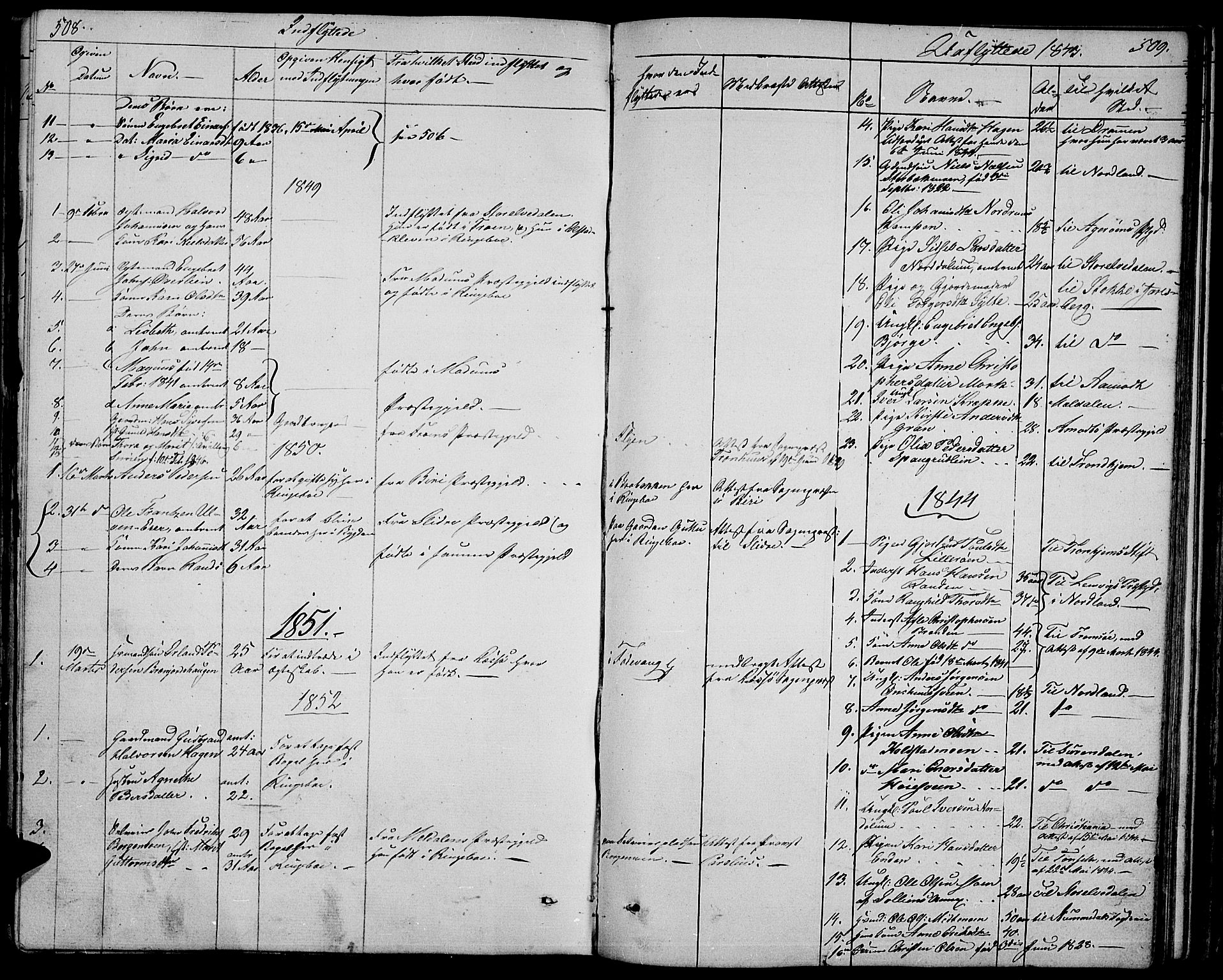 Ringebu prestekontor, AV/SAH-PREST-082/H/Ha/Hab/L0002: Klokkerbok nr. 2, 1839-1853, s. 508-509