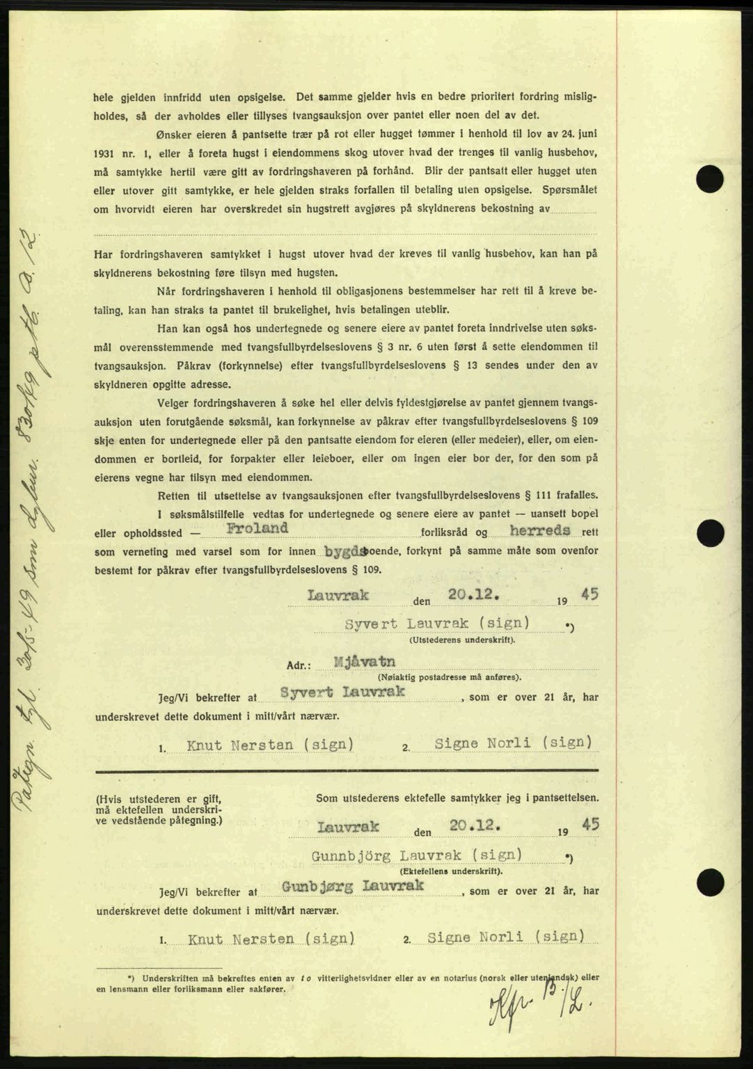 Nedenes sorenskriveri, SAK/1221-0006/G/Gb/Gbb/L0003: Pantebok nr. B3a, 1945-1945, Dagboknr: 895/1945