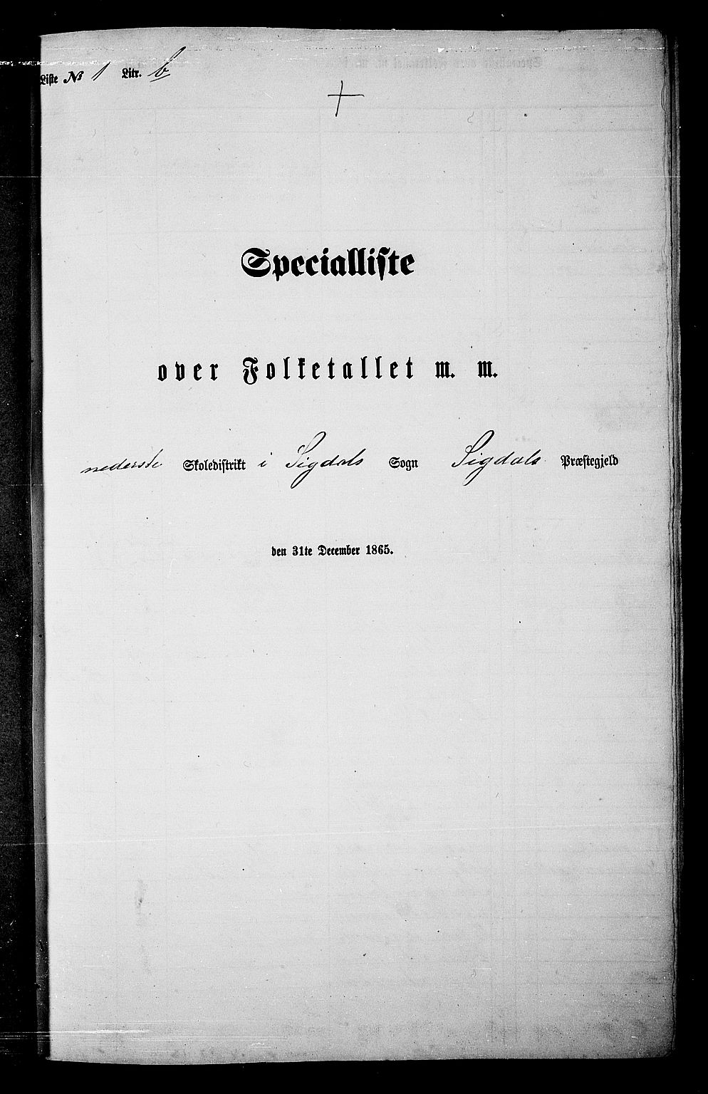 RA, Folketelling 1865 for 0621P Sigdal prestegjeld, 1865, s. 31