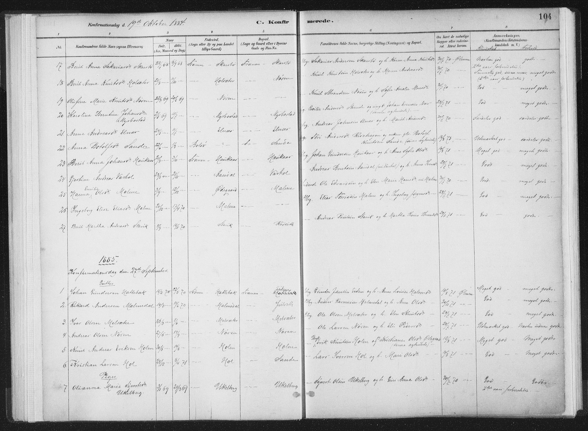 Ministerialprotokoller, klokkerbøker og fødselsregistre - Møre og Romsdal, SAT/A-1454/564/L0740: Ministerialbok nr. 564A01, 1880-1899, s. 104