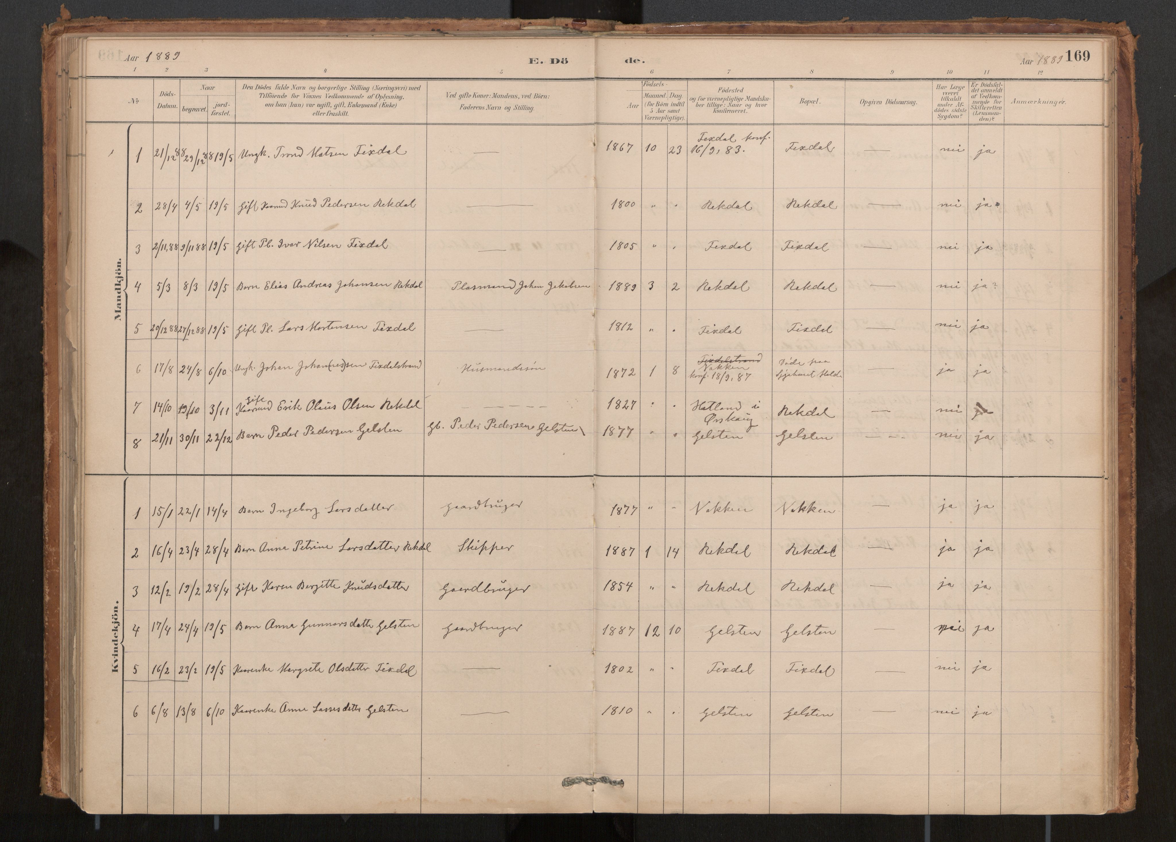 Ministerialprotokoller, klokkerbøker og fødselsregistre - Møre og Romsdal, SAT/A-1454/540/L0540a: Ministerialbok nr. 540A02, 1884-1908, s. 169