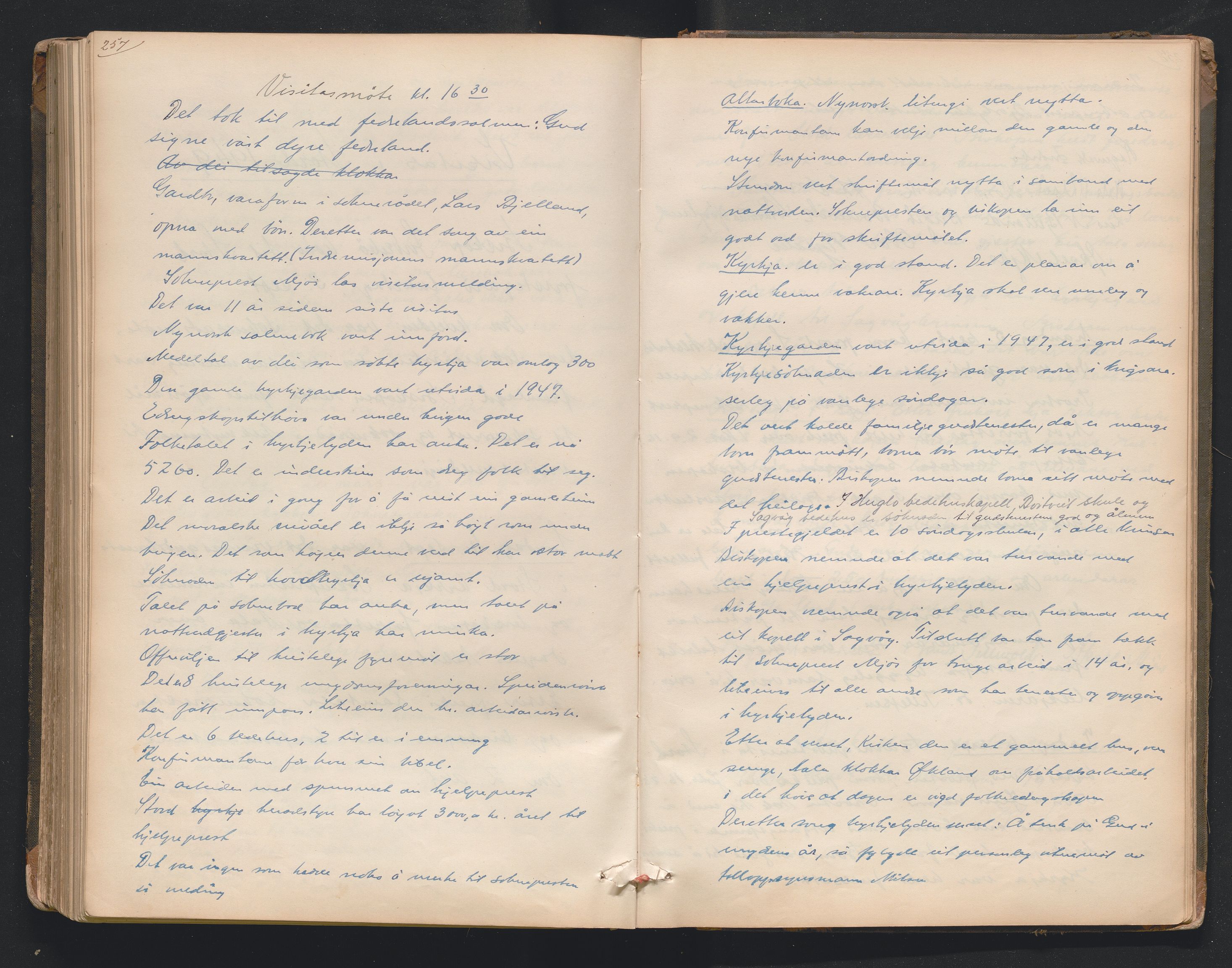 Nordre Sunnhordland prosti, AV/SAB-A-99912/F/L0001: Visitasprotokoll , 1860-1959, s. 257