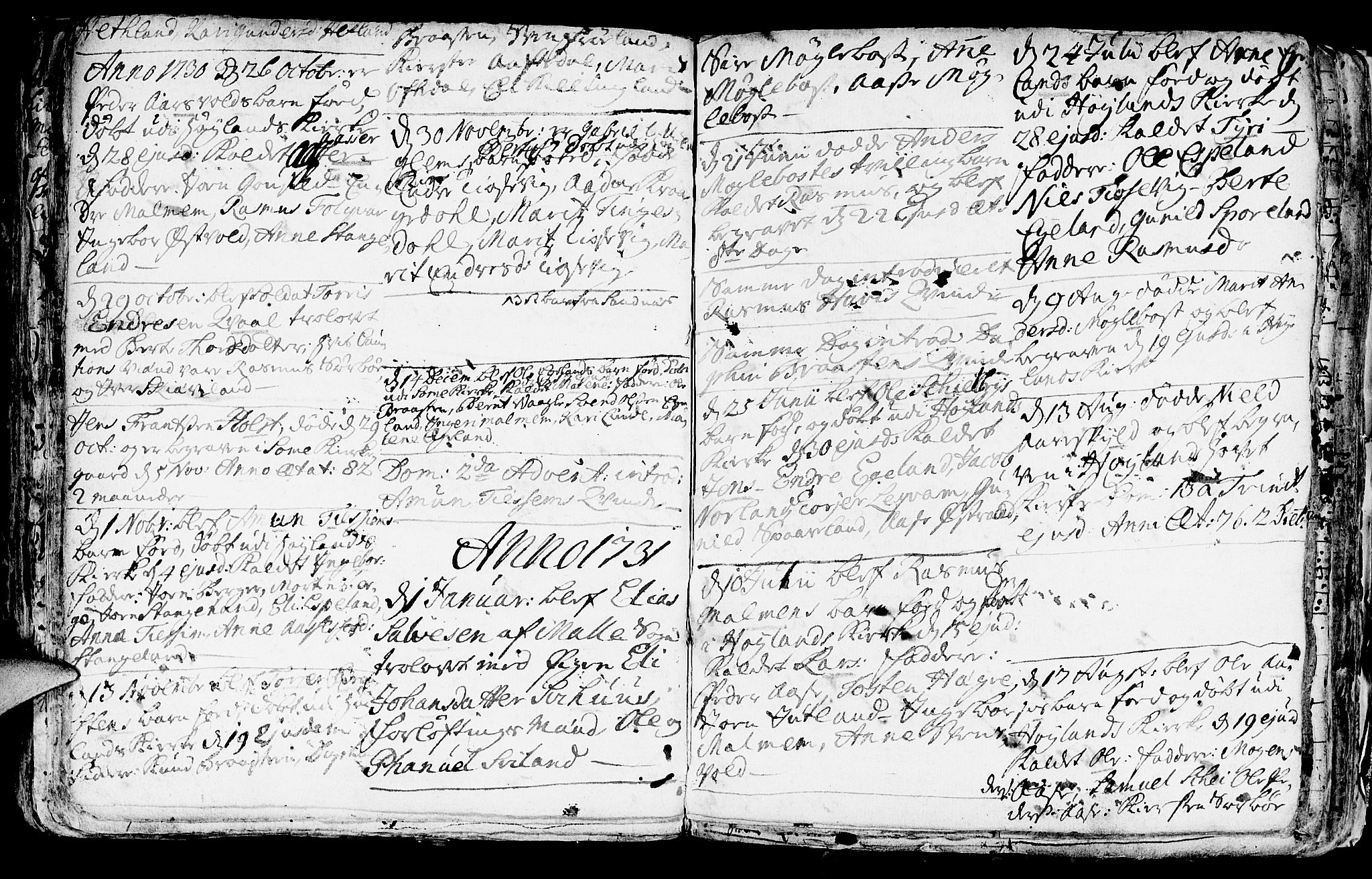Høyland sokneprestkontor, AV/SAST-A-101799/001/30BA/L0001: Ministerialbok nr. A 1, 1691-1732