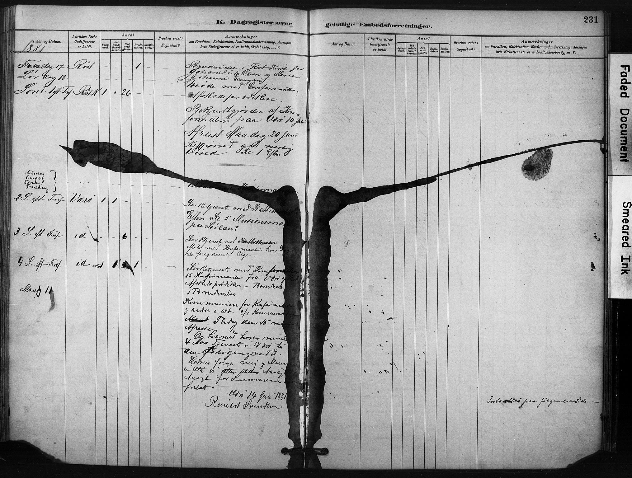 Ministerialprotokoller, klokkerbøker og fødselsregistre - Nordland, AV/SAT-A-1459/807/L0122: Ministerialbok nr. 807A05, 1880-1902, s. 231