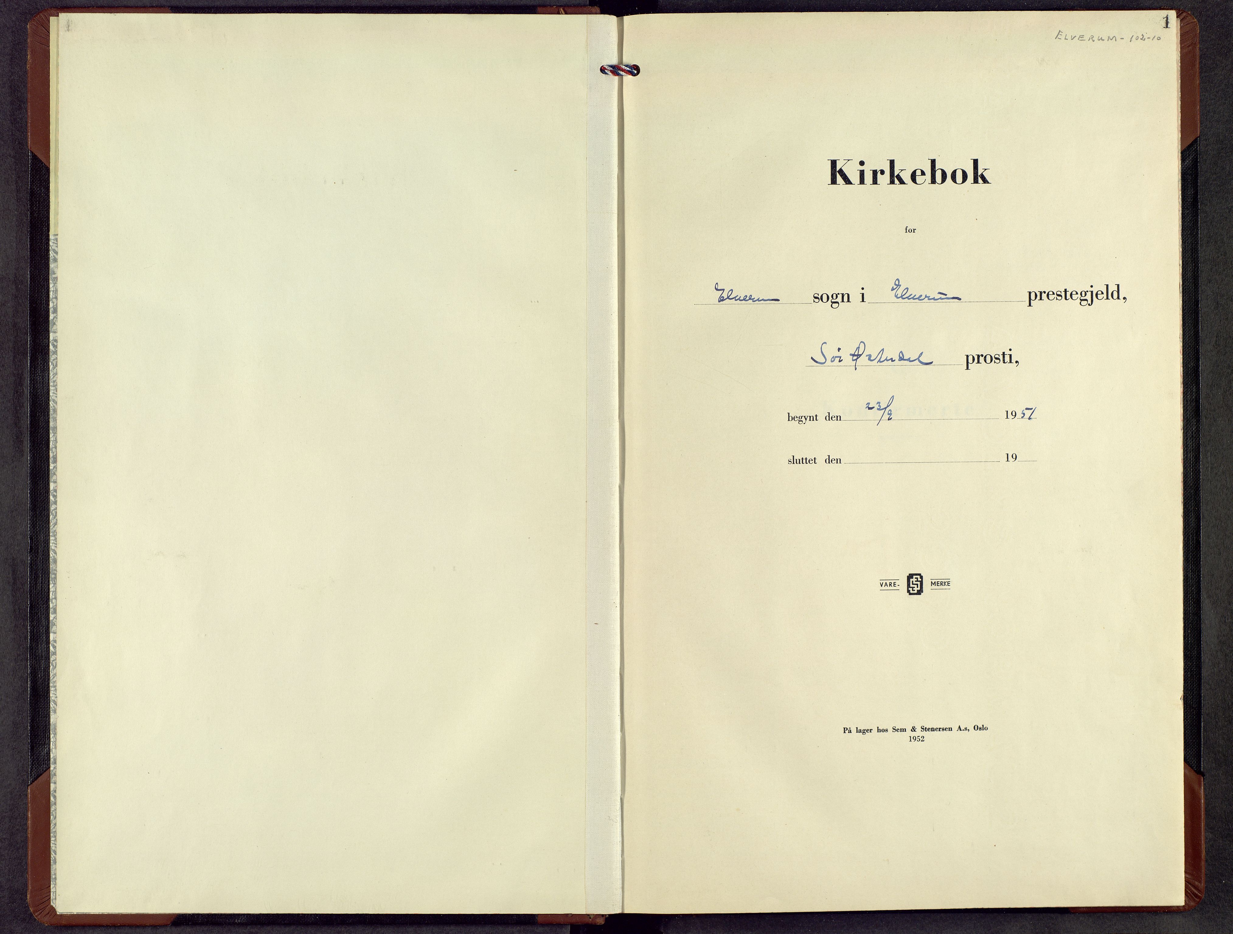 Elverum prestekontor, SAH/PREST-044/H/Ha/Hab/L0024: Klokkerbok nr. 24, 1951-1968, s. 1