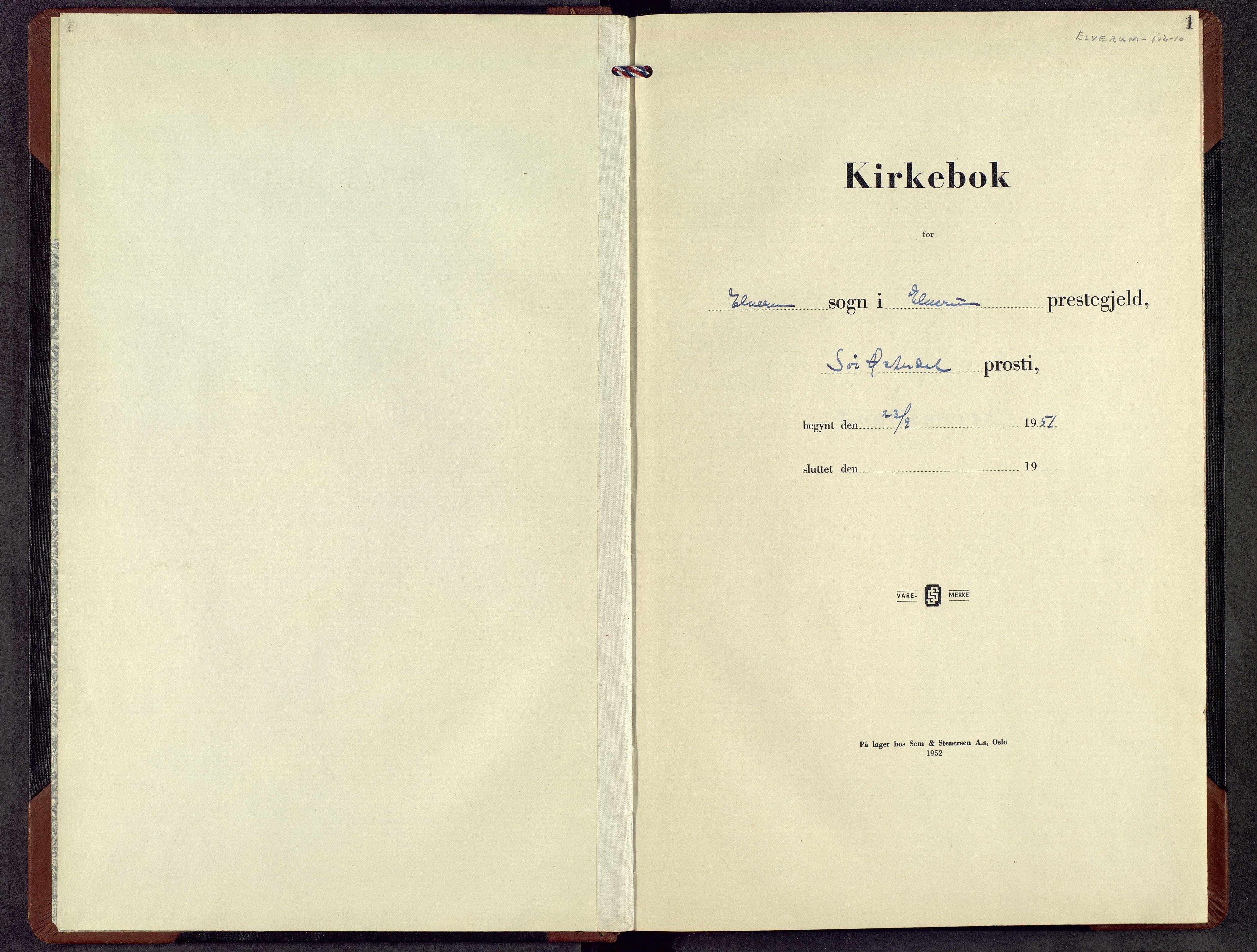 Elverum prestekontor, AV/SAH-PREST-044/H/Ha/Hab/L0024: Klokkerbok nr. 24, 1951-1968, s. 1