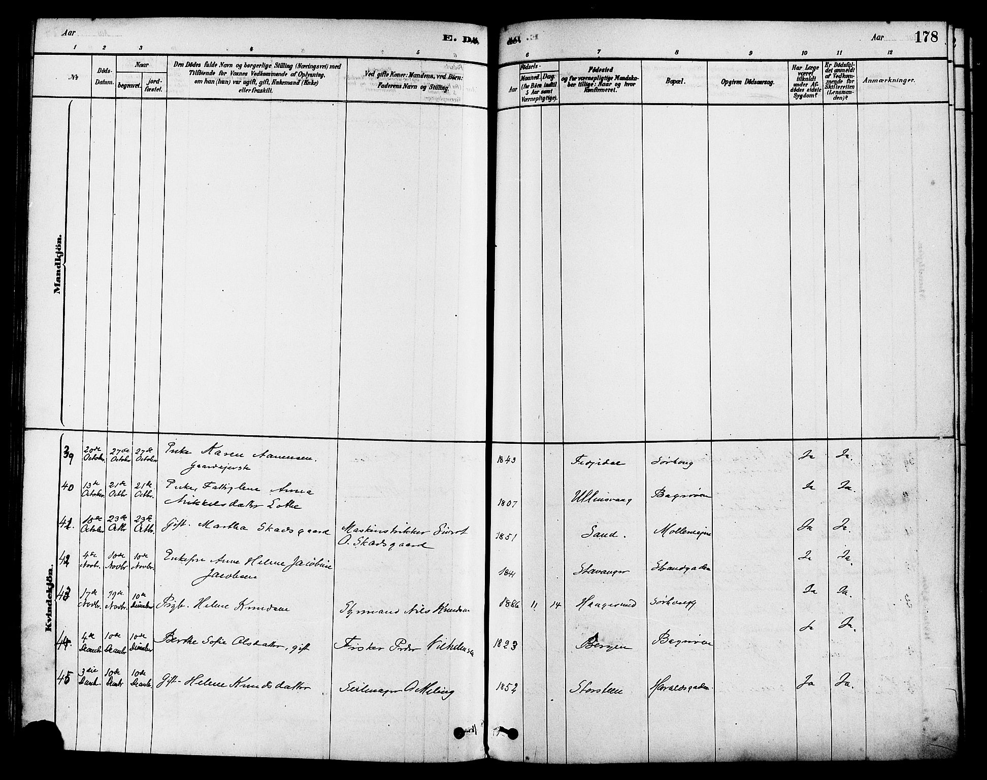 Haugesund sokneprestkontor, AV/SAST-A -101863/H/Ha/Haa/L0003: Ministerialbok nr. A 3, 1885-1890, s. 178