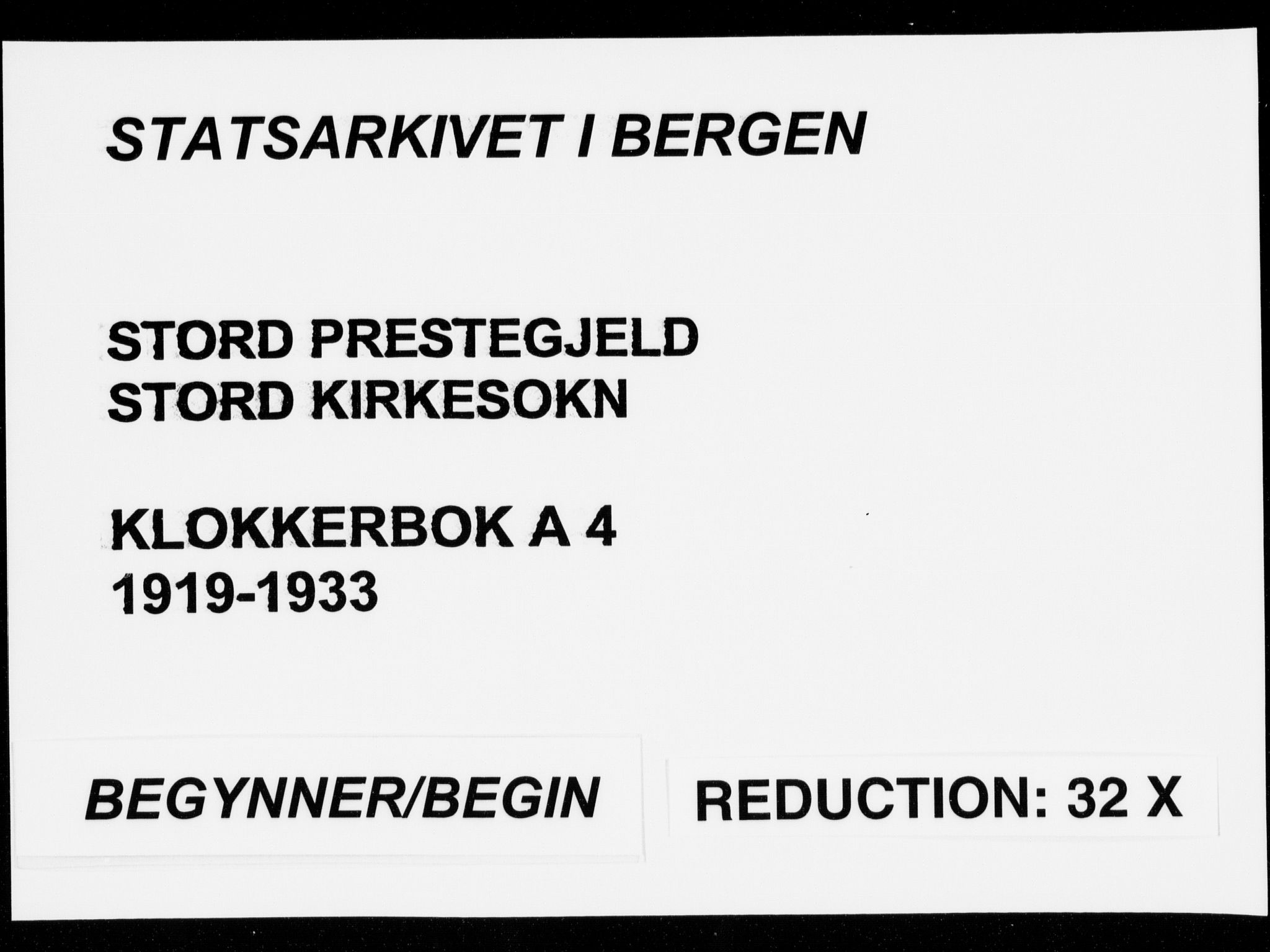 Stord sokneprestembete, SAB/A-78201/H/Hab: Klokkerbok nr. A 4, 1919-1933