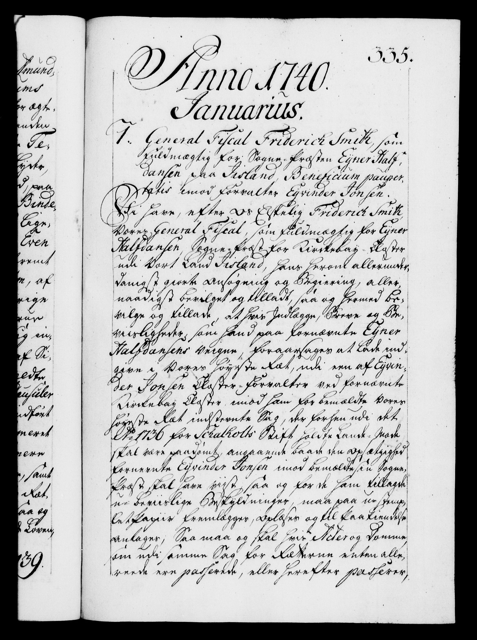 Danske Kanselli 1572-1799, RA/EA-3023/F/Fc/Fca/Fcaa/L0031: Norske registre, 1739-1740, s. 335a