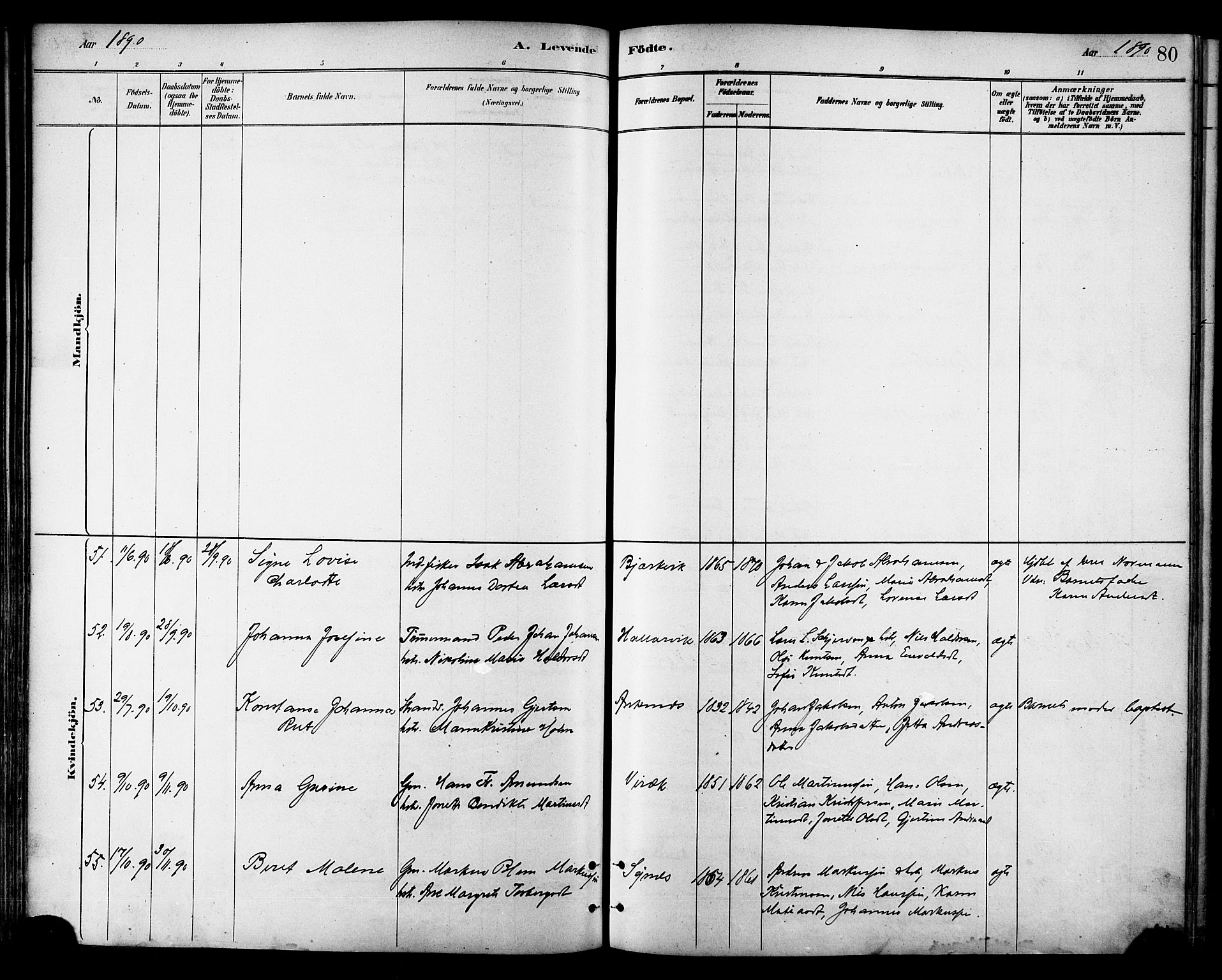 Ministerialprotokoller, klokkerbøker og fødselsregistre - Nordland, AV/SAT-A-1459/866/L0938: Ministerialbok nr. 866A01, 1879-1893, s. 80