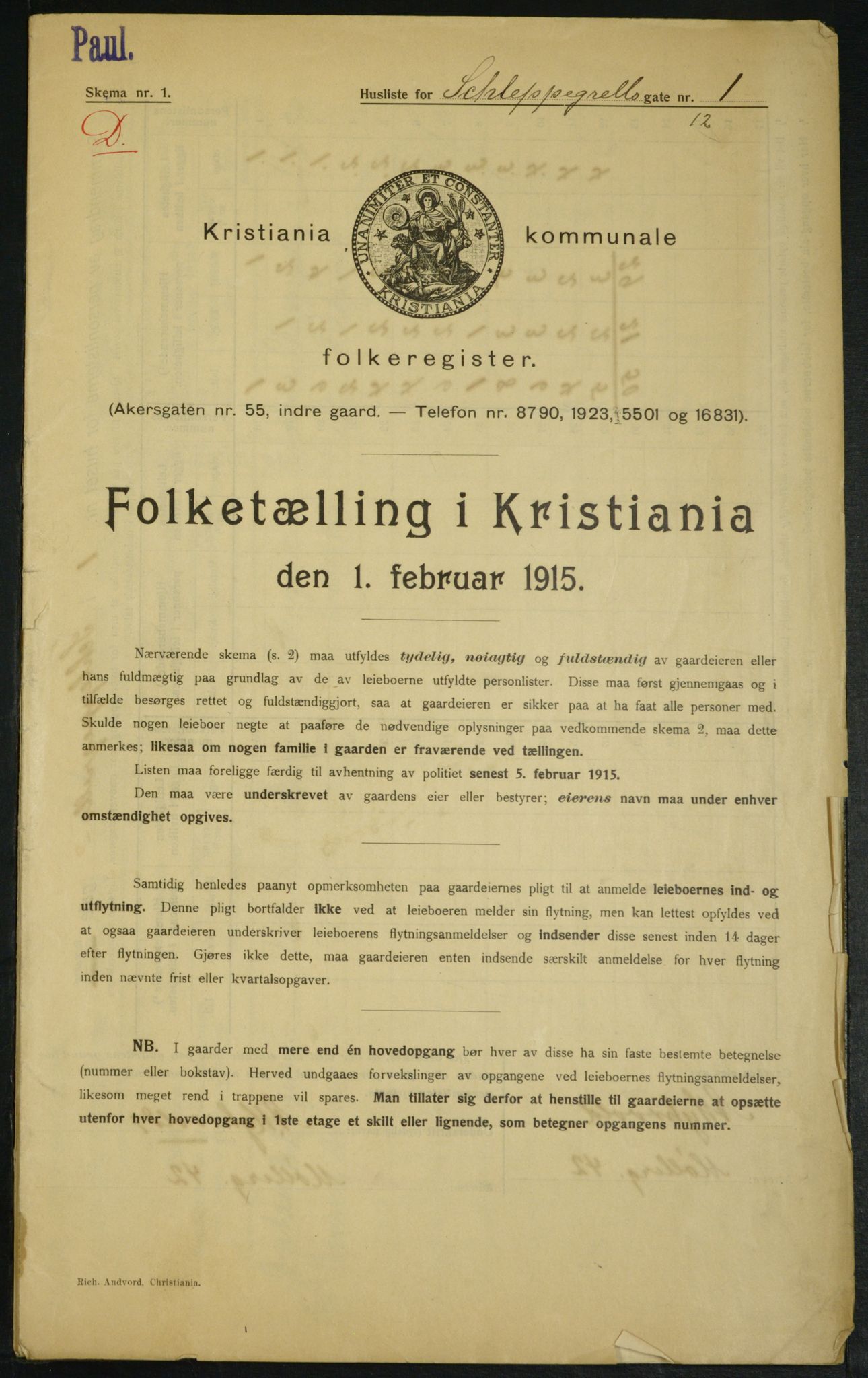 OBA, Kommunal folketelling 1.2.1915 for Kristiania, 1915, s. 89190