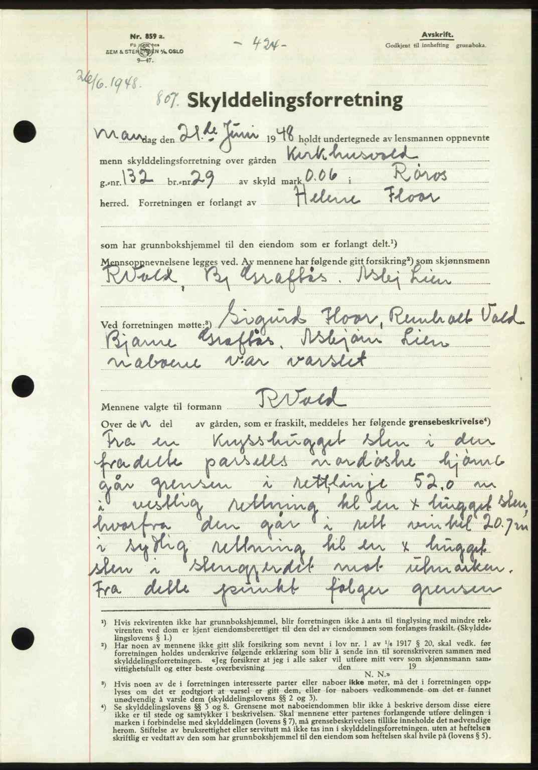 Gauldal sorenskriveri, SAT/A-0014/1/2/2C: Pantebok nr. A6, 1948-1948, Dagboknr: 807/1948