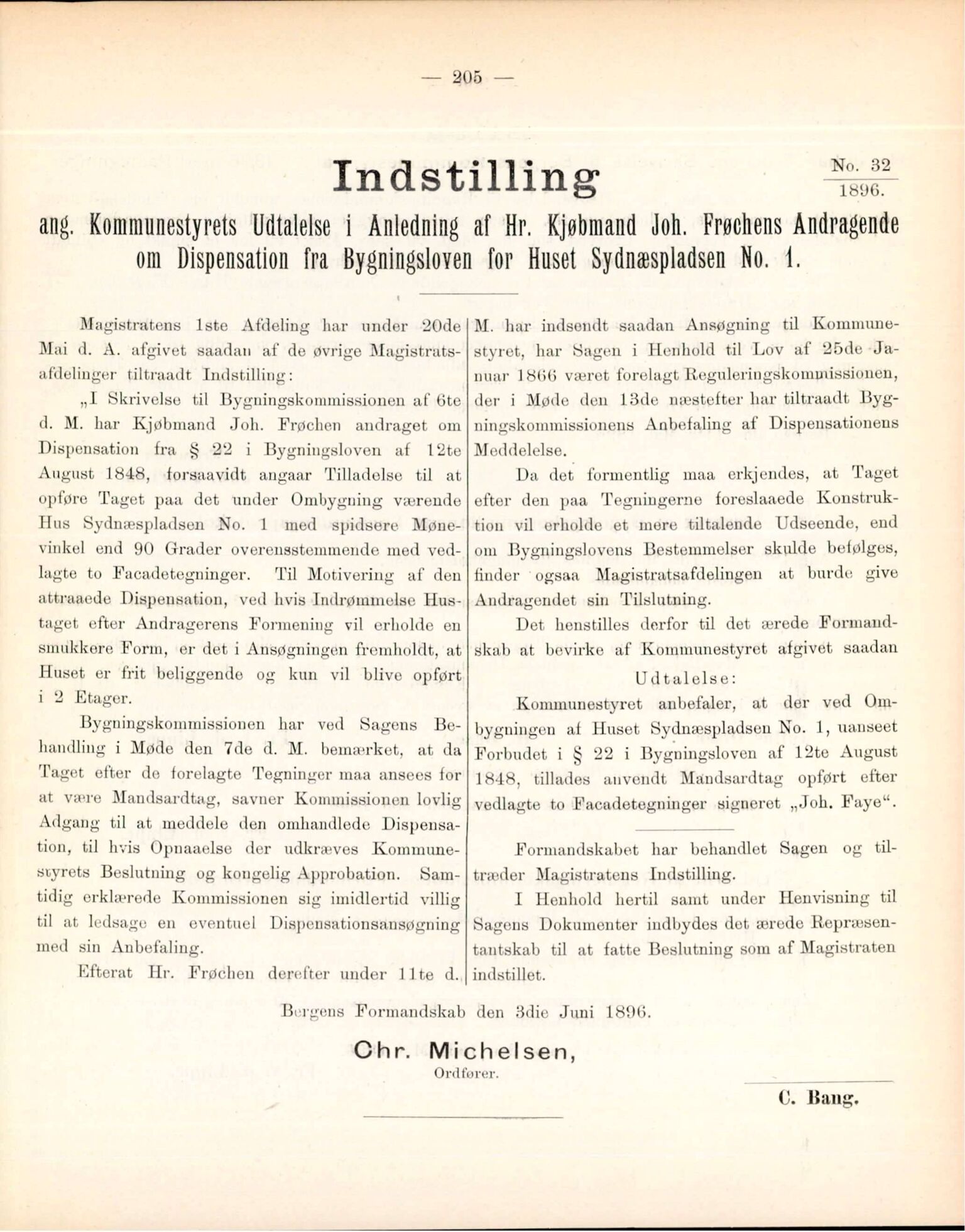 Bergen kommune. Formannskapet, BBA/A-0003/Ad/L0053: Bergens Kommuneforhandlinger, bind I, 1896