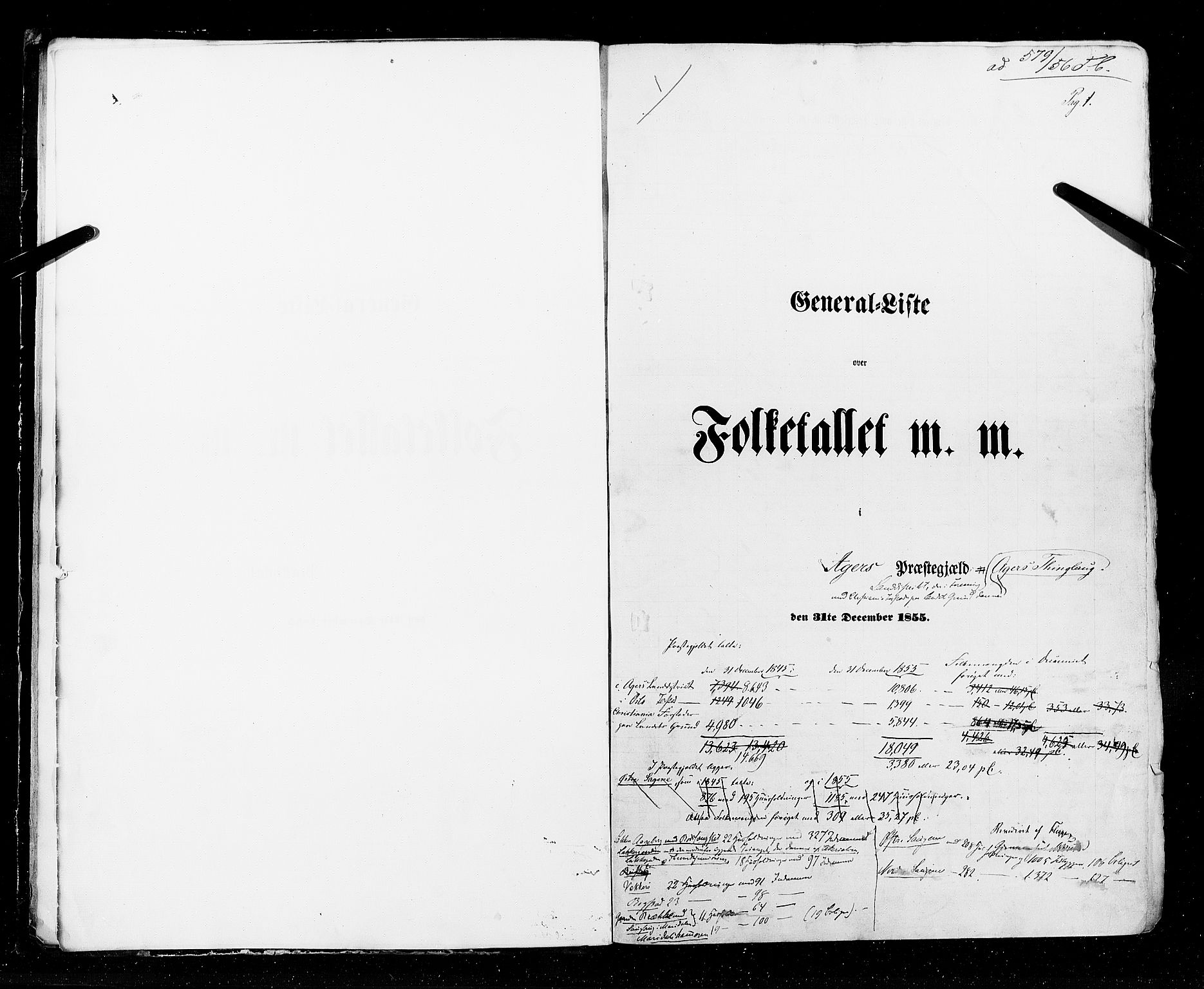 RA, Folketellingen 1855, bind 1: Akershus amt, Smålenenes amt og Hedemarken amt, 1855, s. 1