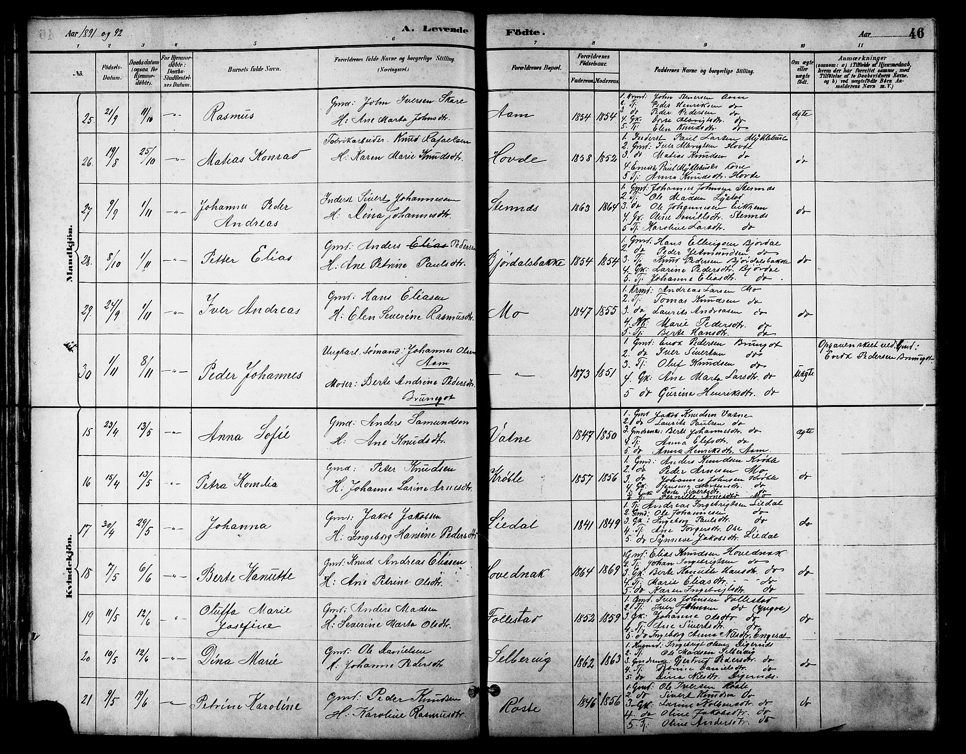 Ministerialprotokoller, klokkerbøker og fødselsregistre - Møre og Romsdal, AV/SAT-A-1454/513/L0189: Klokkerbok nr. 513C03, 1883-1904, s. 46