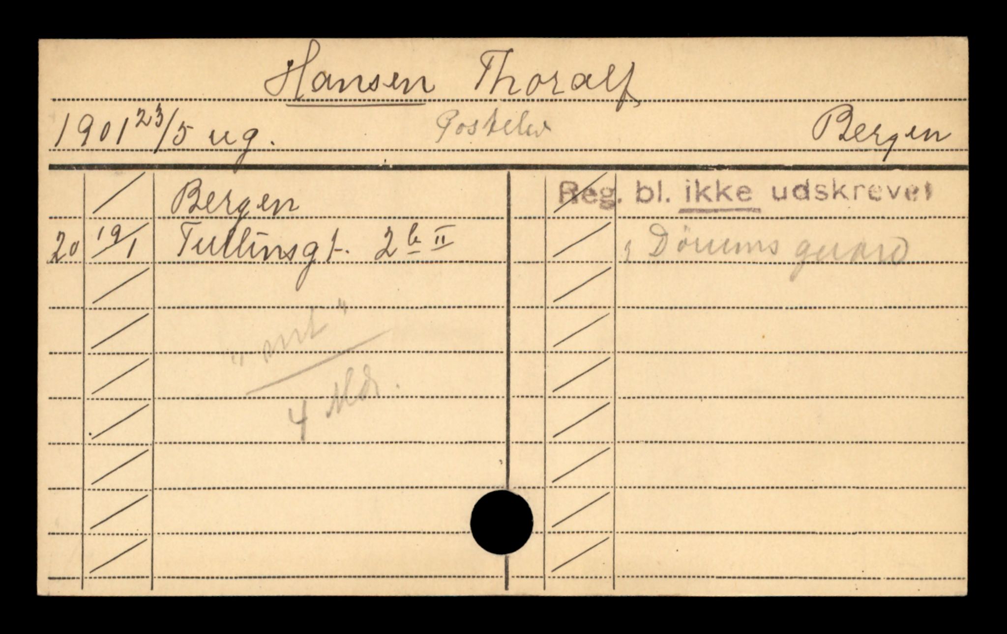 Oslo folkeregister, Registerkort, SAO/A-11715/D/Da/L0032: Menn: Hansen Thoralf - Haugen Ole, 1906-1919