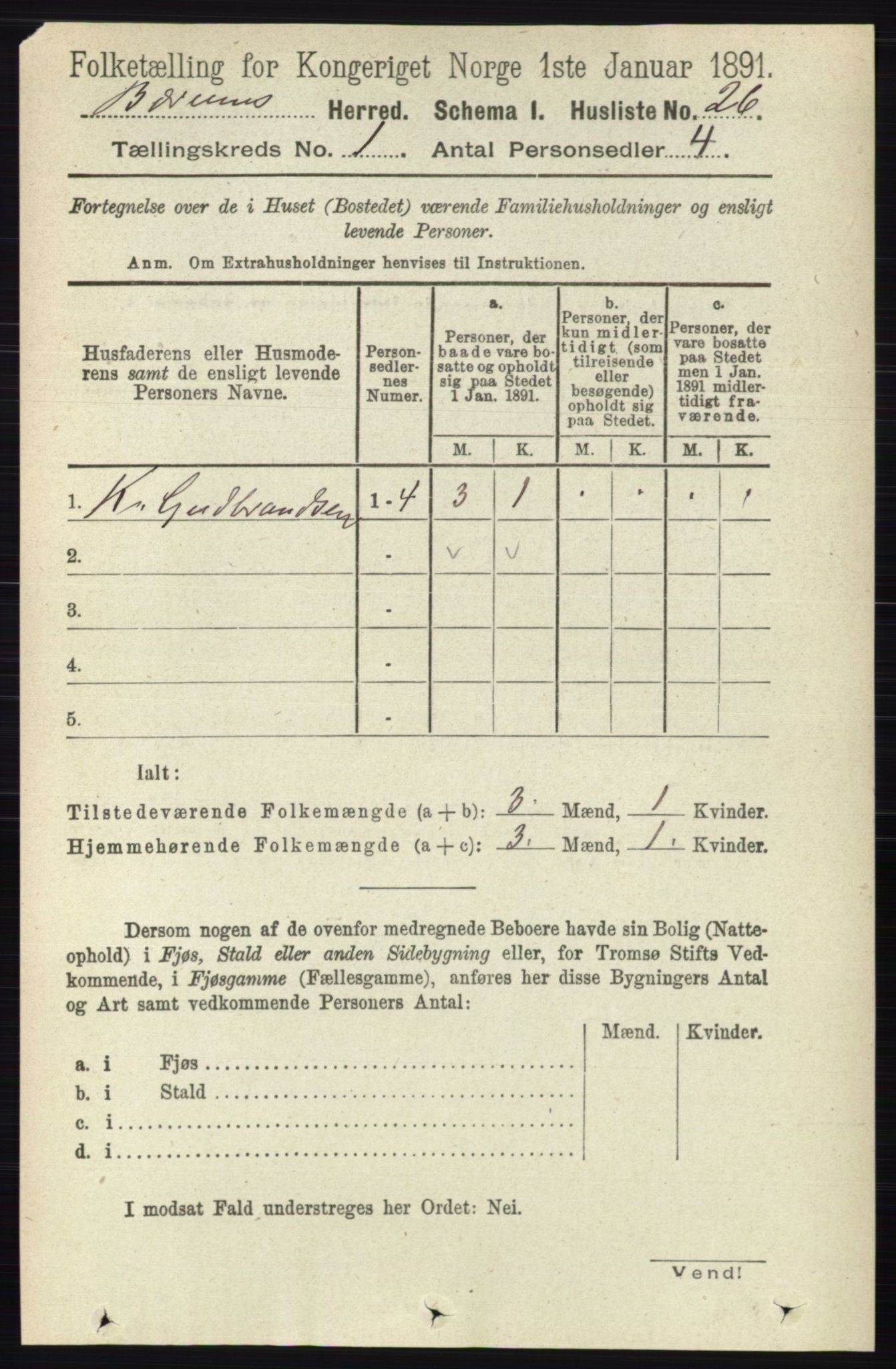 RA, Folketelling 1891 for 0219 Bærum herred, 1891, s. 69