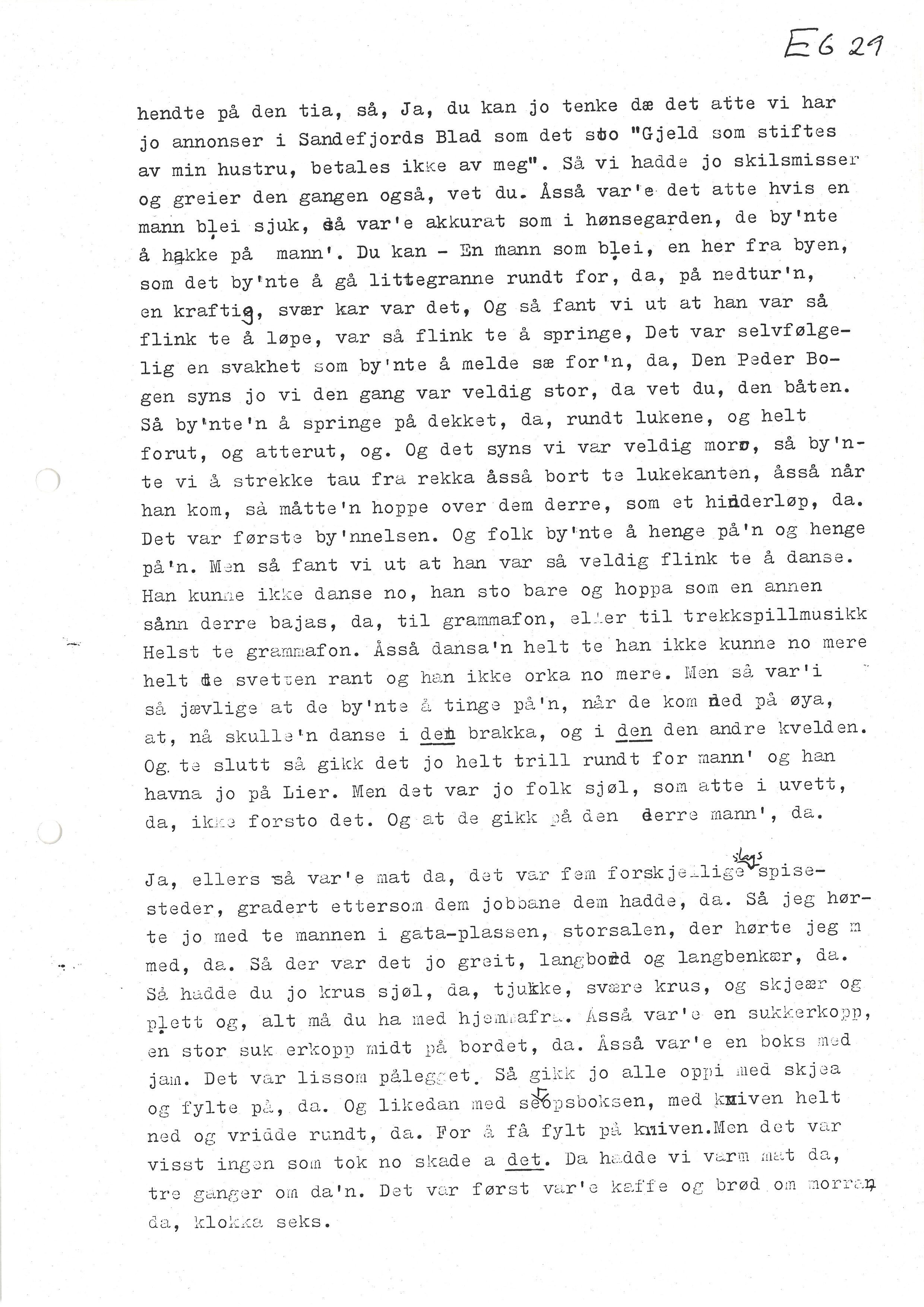 Sa 16 - Folkemusikk fra Vestfold, Gjerdesamlingen, VEMU/A-1868/I/L0001: Informantregister med intervjunedtegnelser, 1979-1986