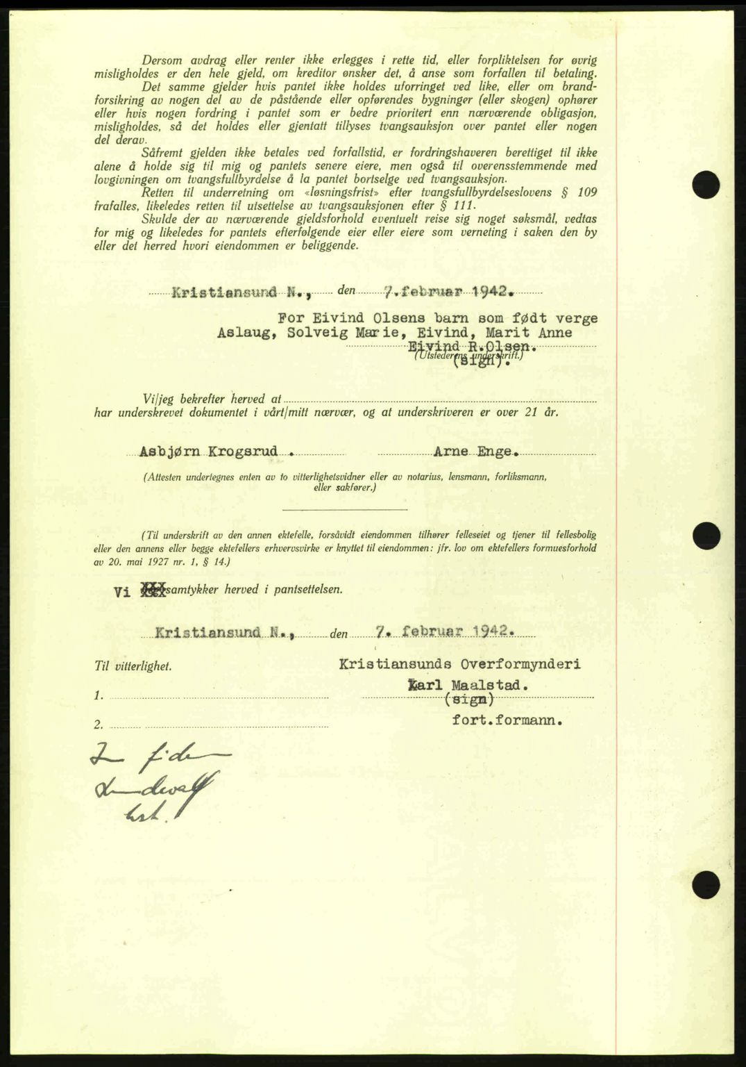 Kristiansund byfogd, AV/SAT-A-4587/A/27: Pantebok nr. 35, 1941-1942, Dagboknr: 340/1942