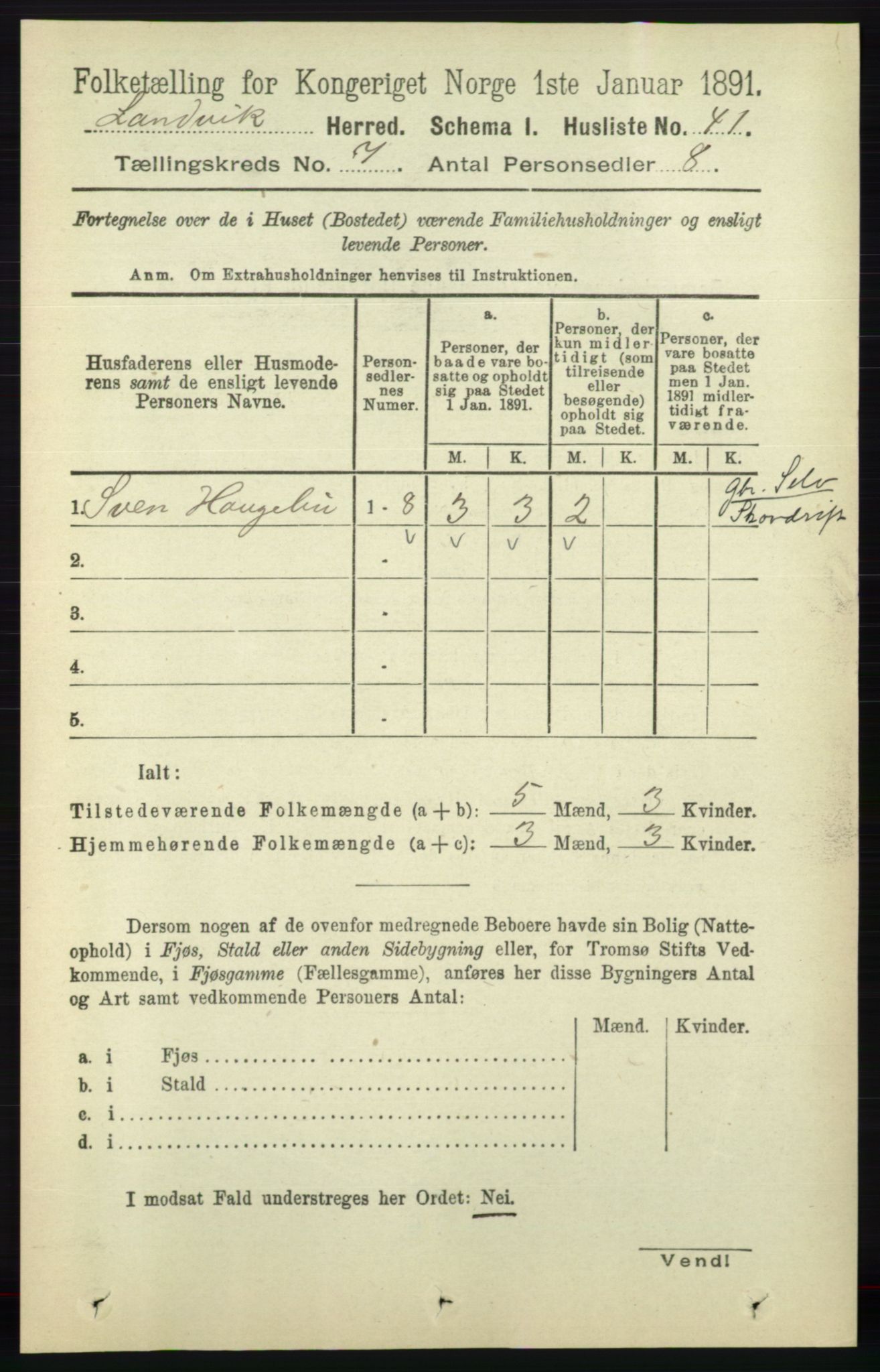 RA, Folketelling 1891 for 0924 Landvik herred, 1891, s. 2765