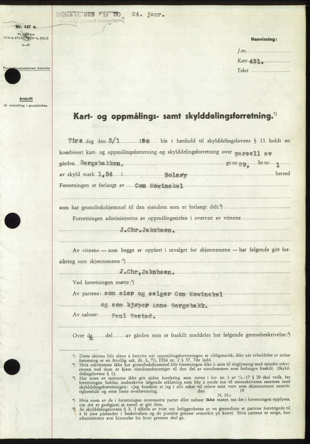 Romsdal sorenskriveri, SAT/A-4149/1/2/2C: Pantebok nr. A32, 1950-1950, Dagboknr: 229/1950